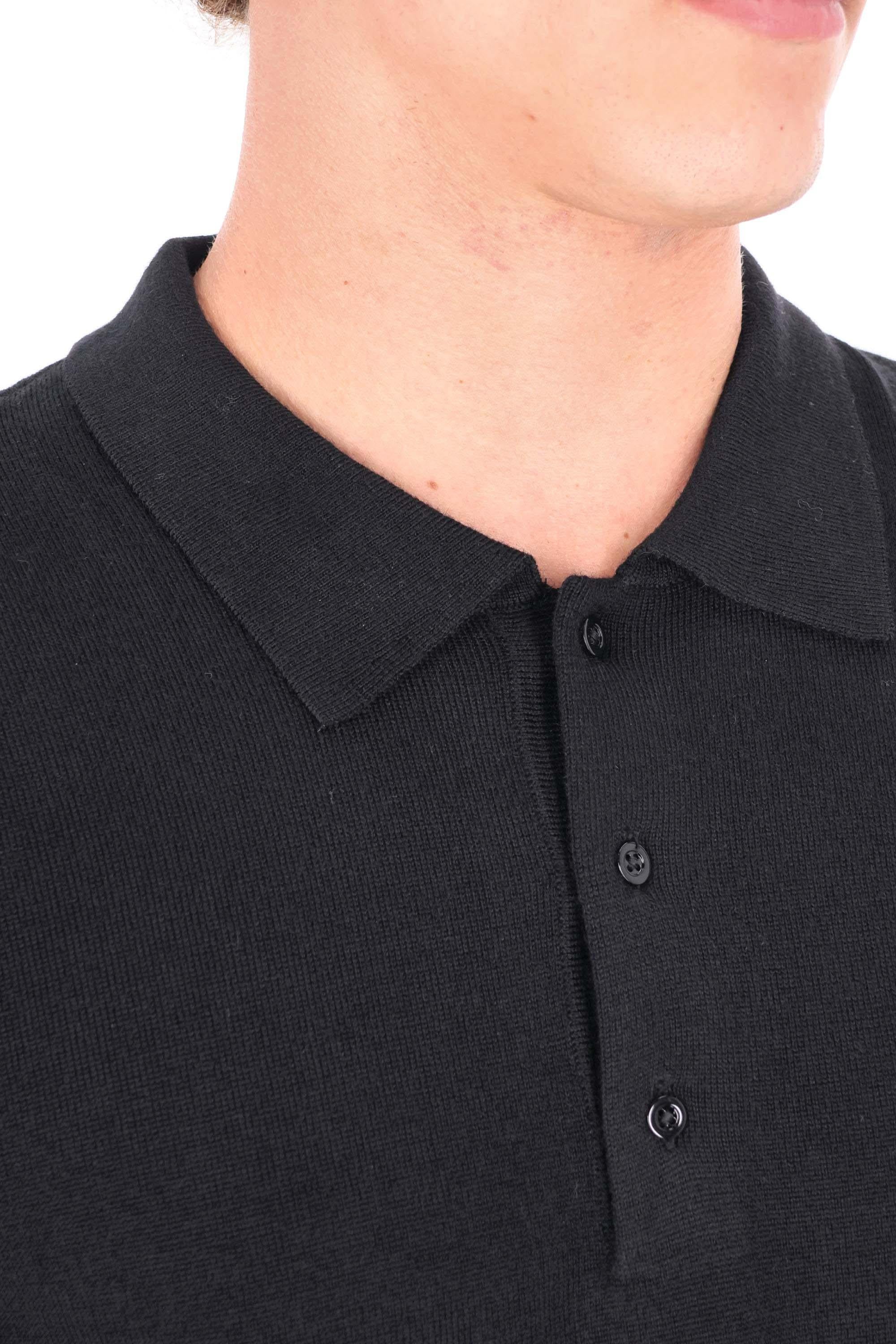 Officine Générale Polo cropped in lana merino MKNT311 BLACK 