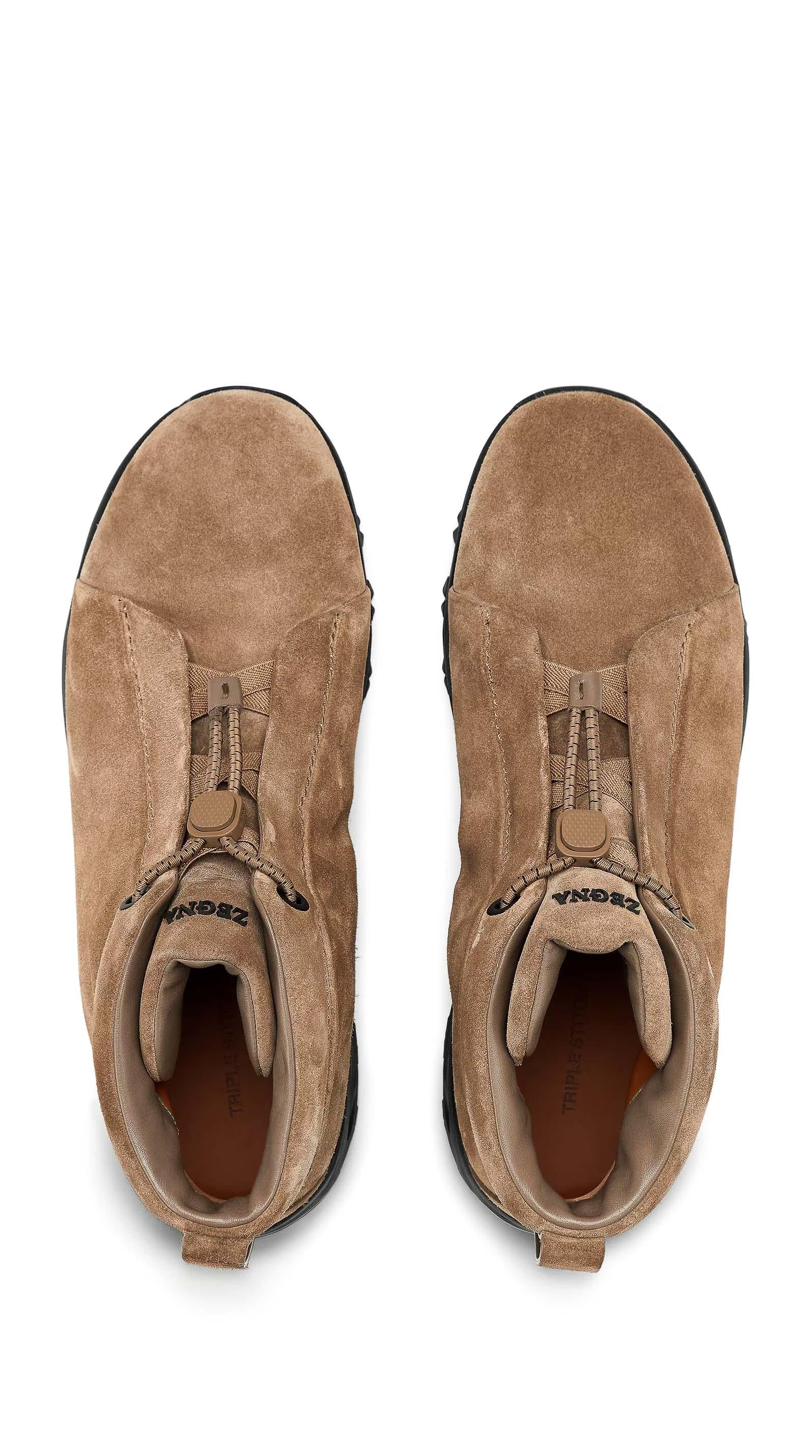 Zegna Sneakers high-top Vetta Triple Stitch in camoscio LHNVB-S5809Z DKB 