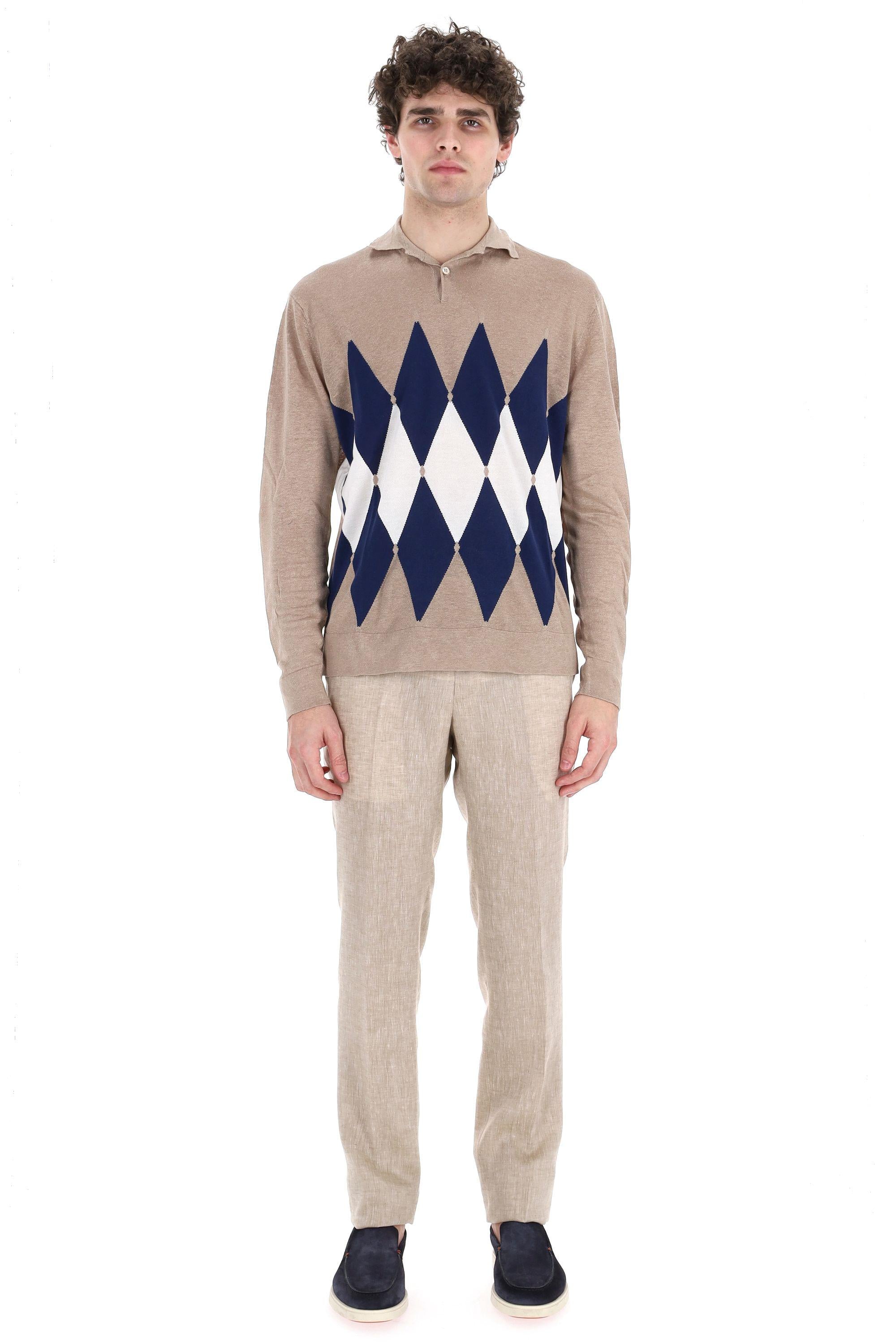 Polo manica lunga in lino-cotone Diamond B2W082 14L20 94141 Ballantyne 