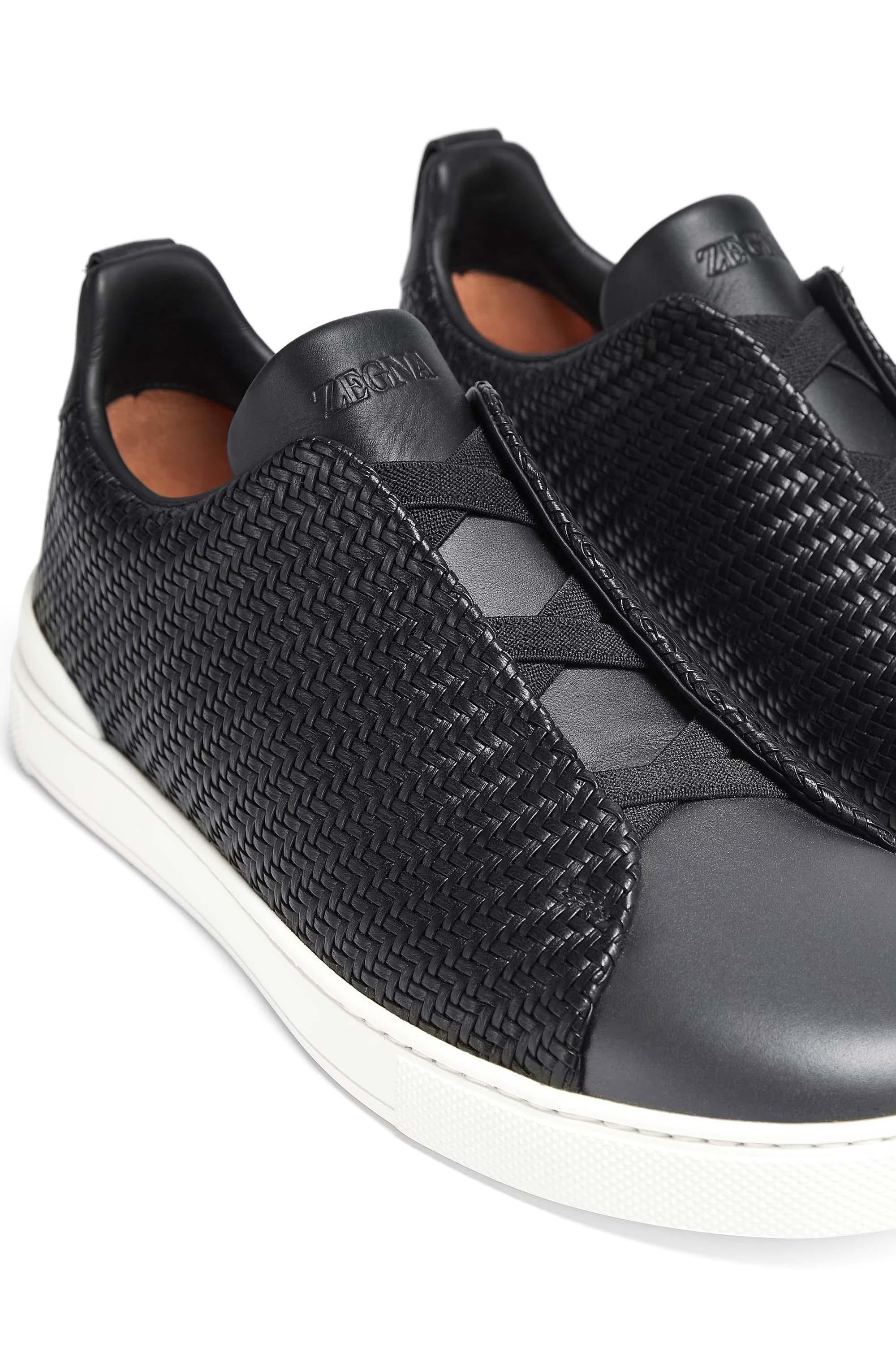 Zegna Sneakers Triple Stitch in pelle tessuta LHSPT_S4665Z NER 