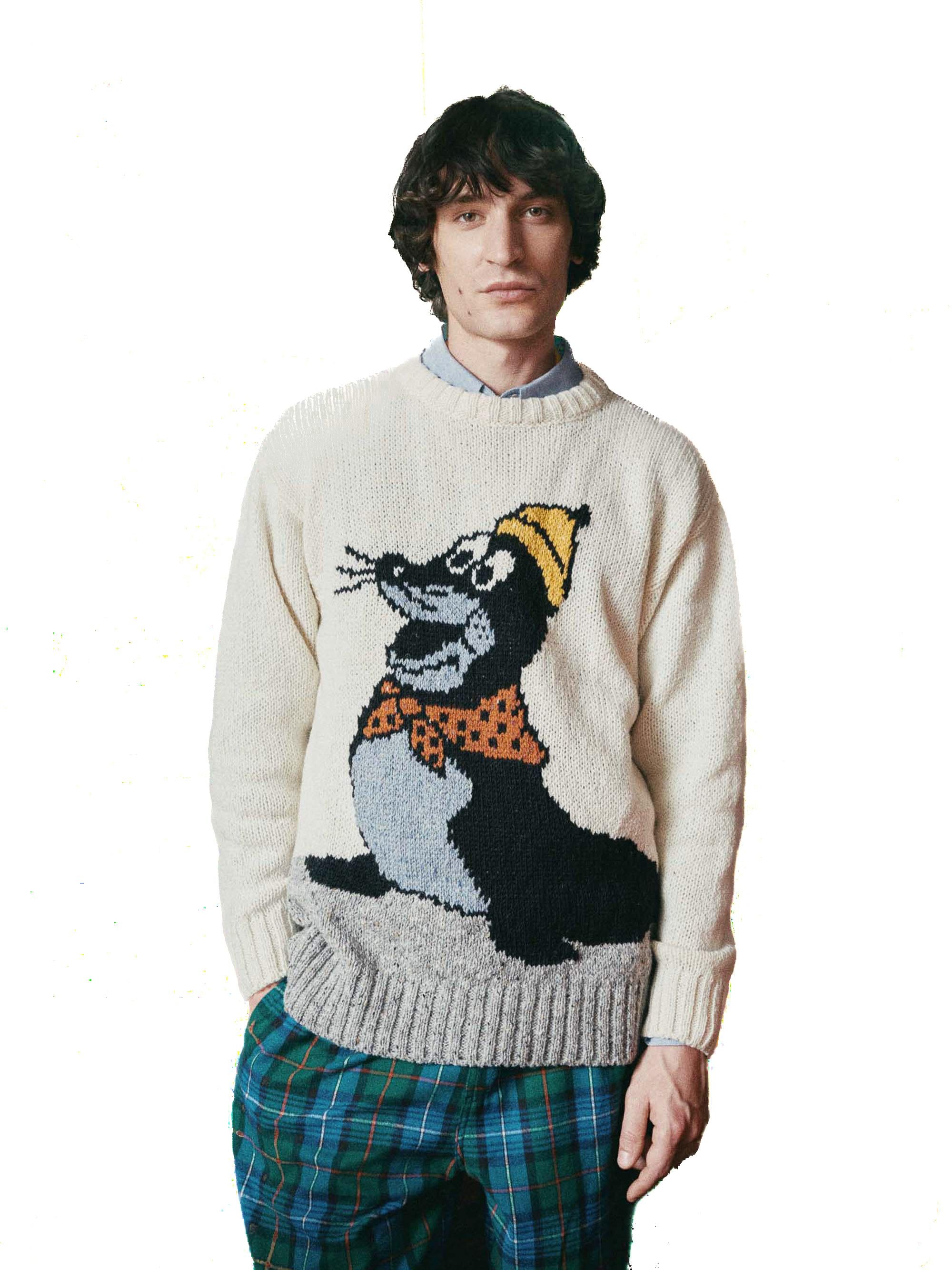 Howlin' Maglia girocollo in lana-mohair disegno foca jacquard MY NEW BEST FRIEND FROSTY 