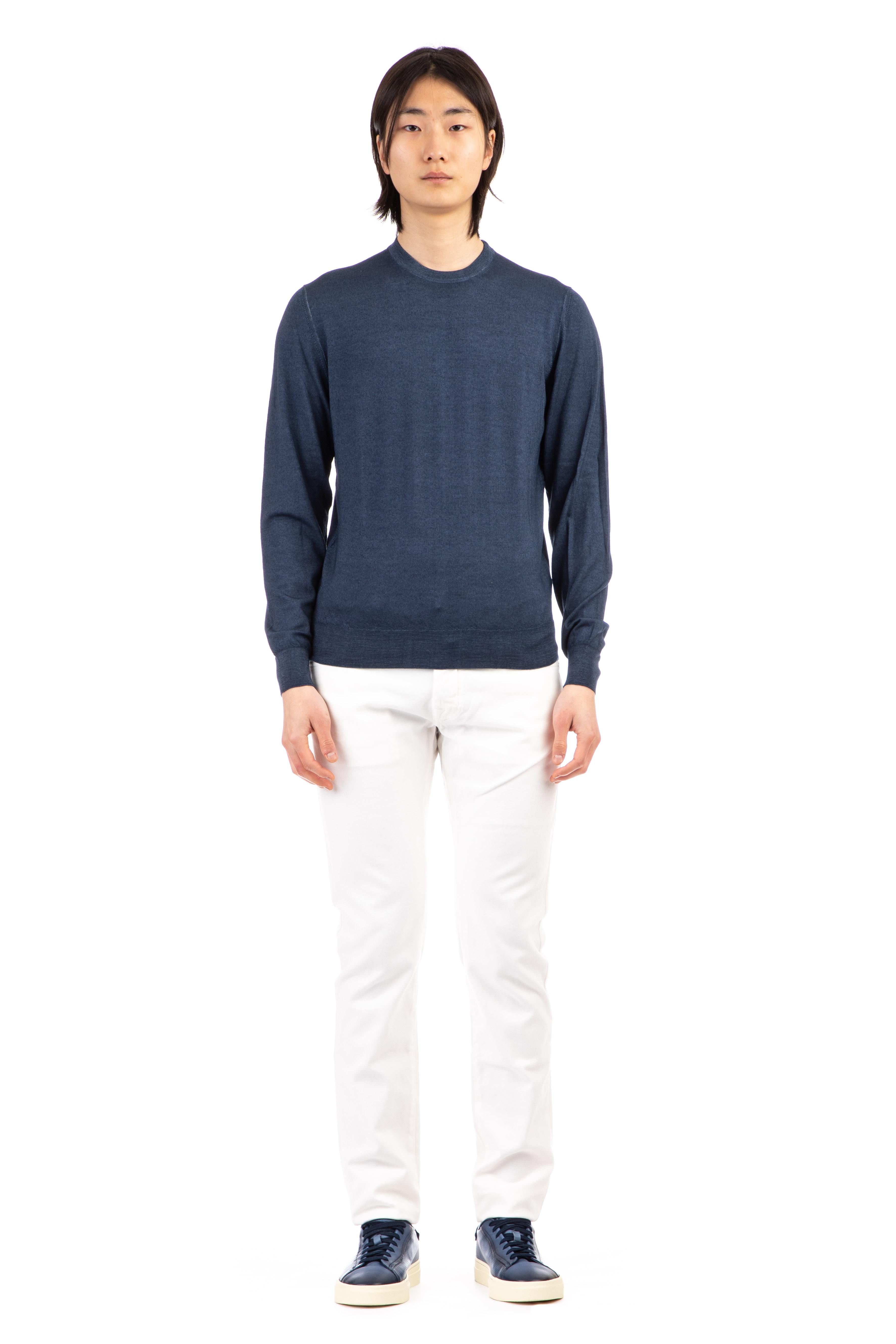 Maglia girocollo in lana extrafine super 140's tintura acquerello D0D103A/2 746 Drumohr 