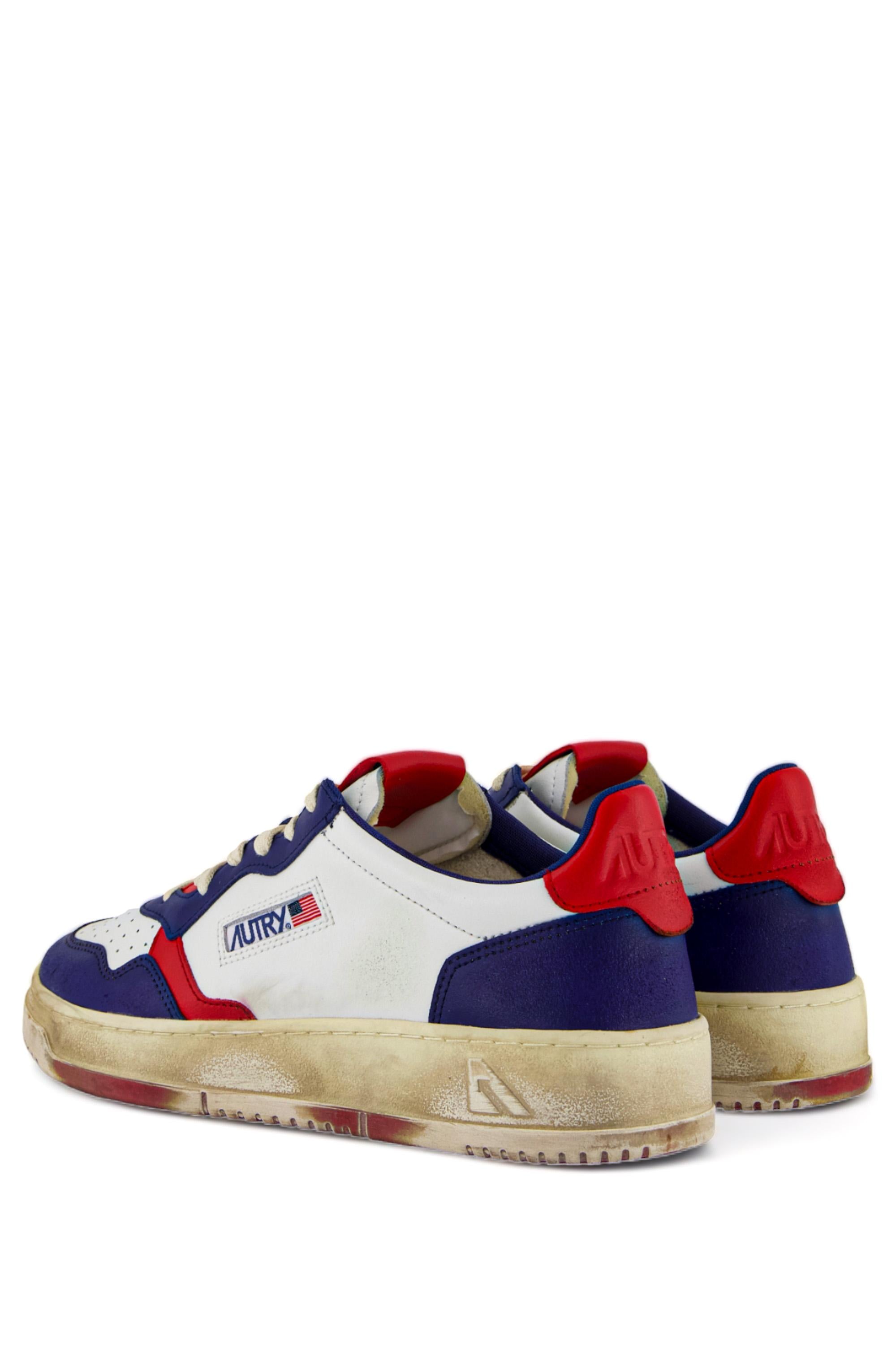 Sneaker super vintage in pelle rosso e blu AVLM NF04 TWLBL/CHNRED Autry 