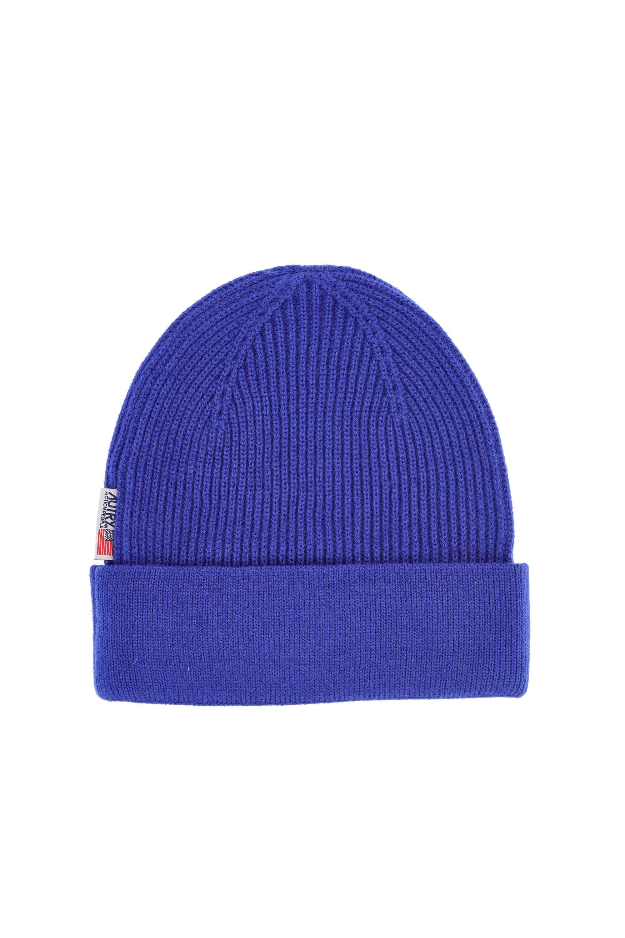 Autry Cuffia in lana a costine con logo ACIU BE26 PATCH BLUE 