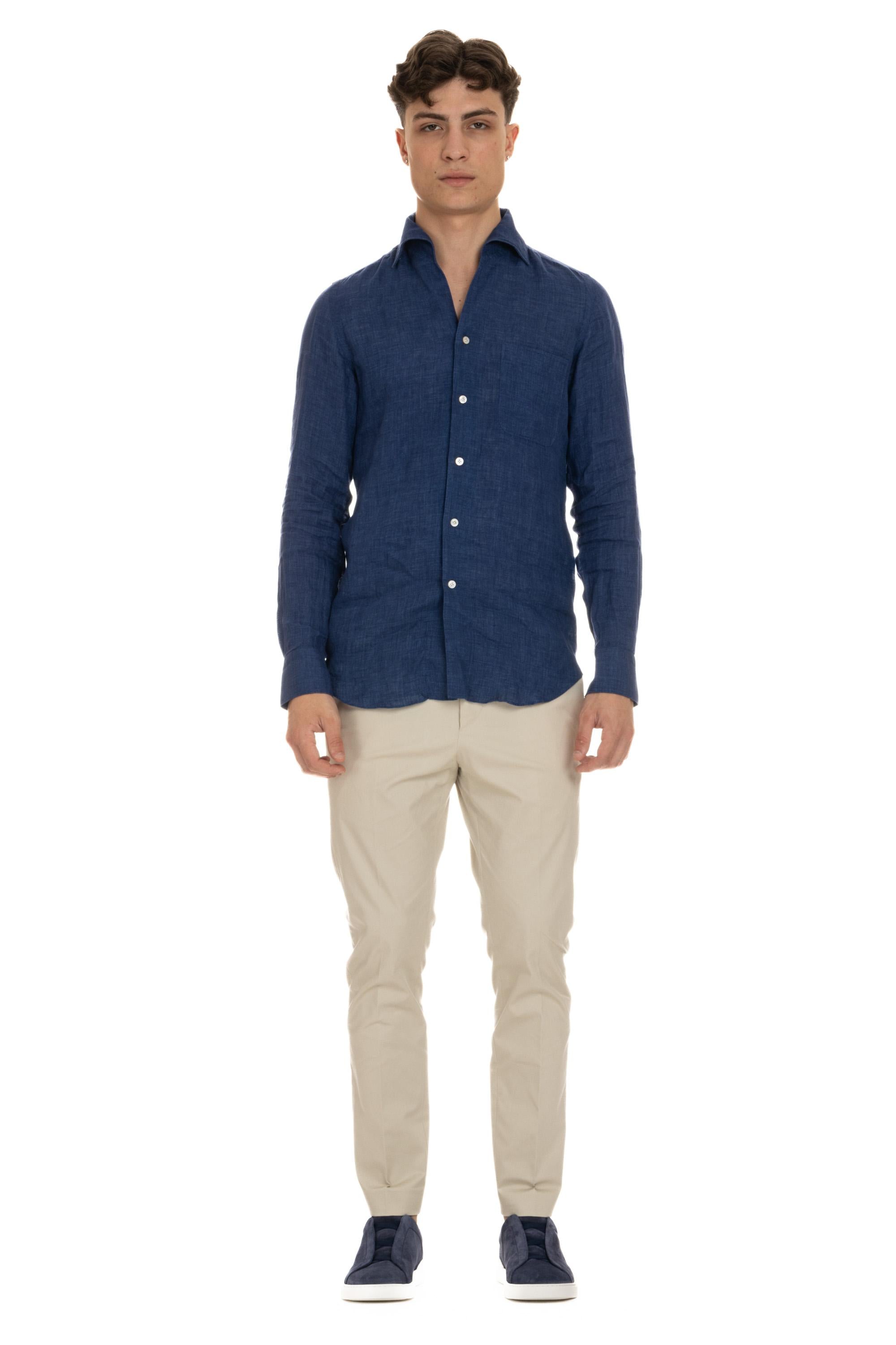 Finamore Camicia in lino con collo paramontura 046348-C0364 04 