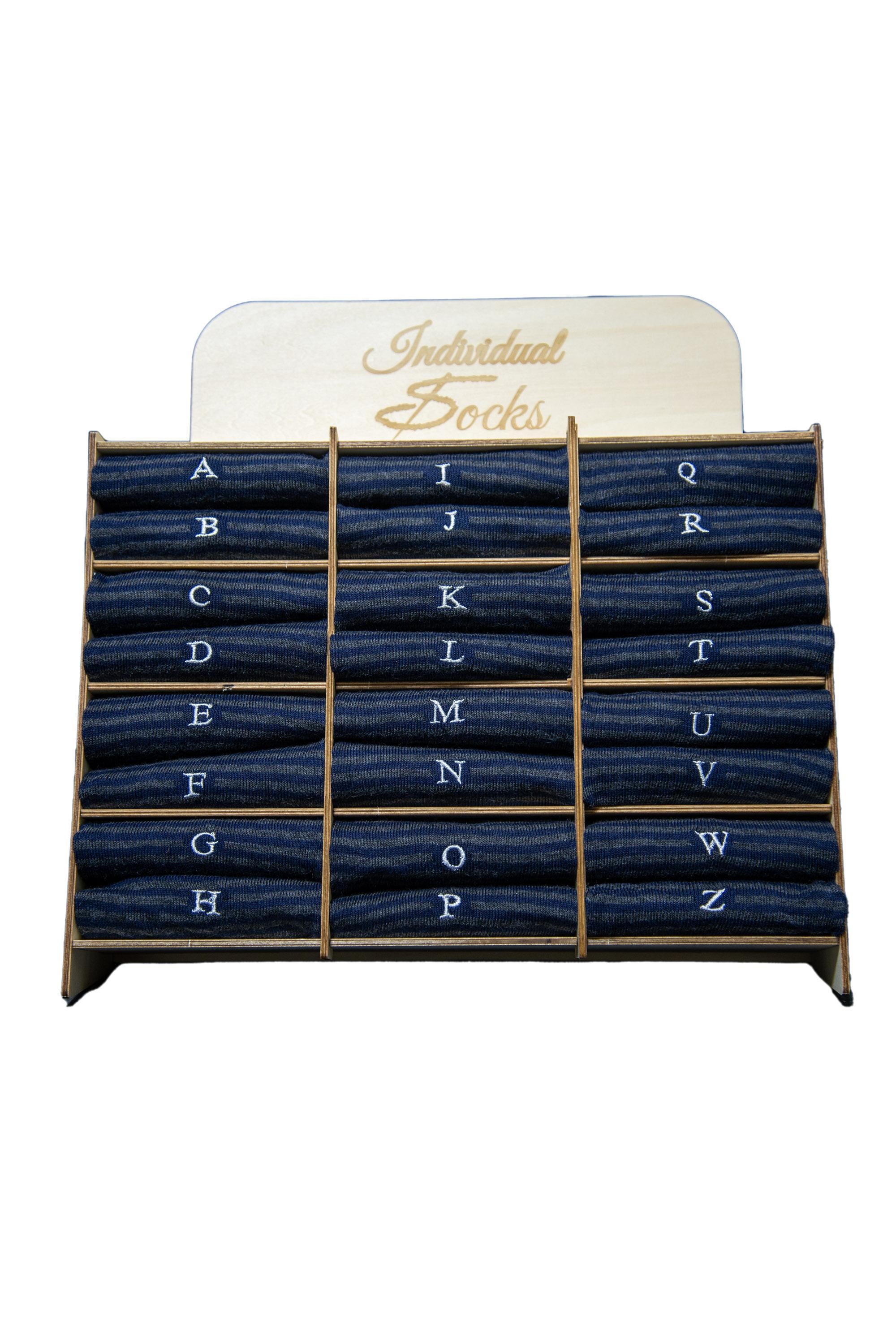 Individual Socks Calze in caldo cotone con iniziali grigie ricamate 309 NAVY/GRIGIO 