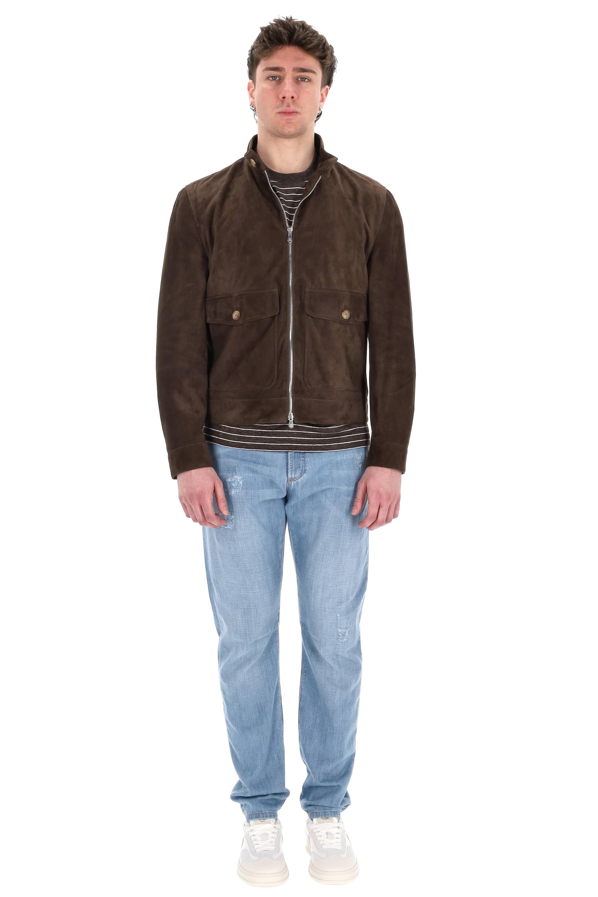 Giubbino bomber in camoscio full zip M0PCL2028 C7284 Brunello Cucinelli 