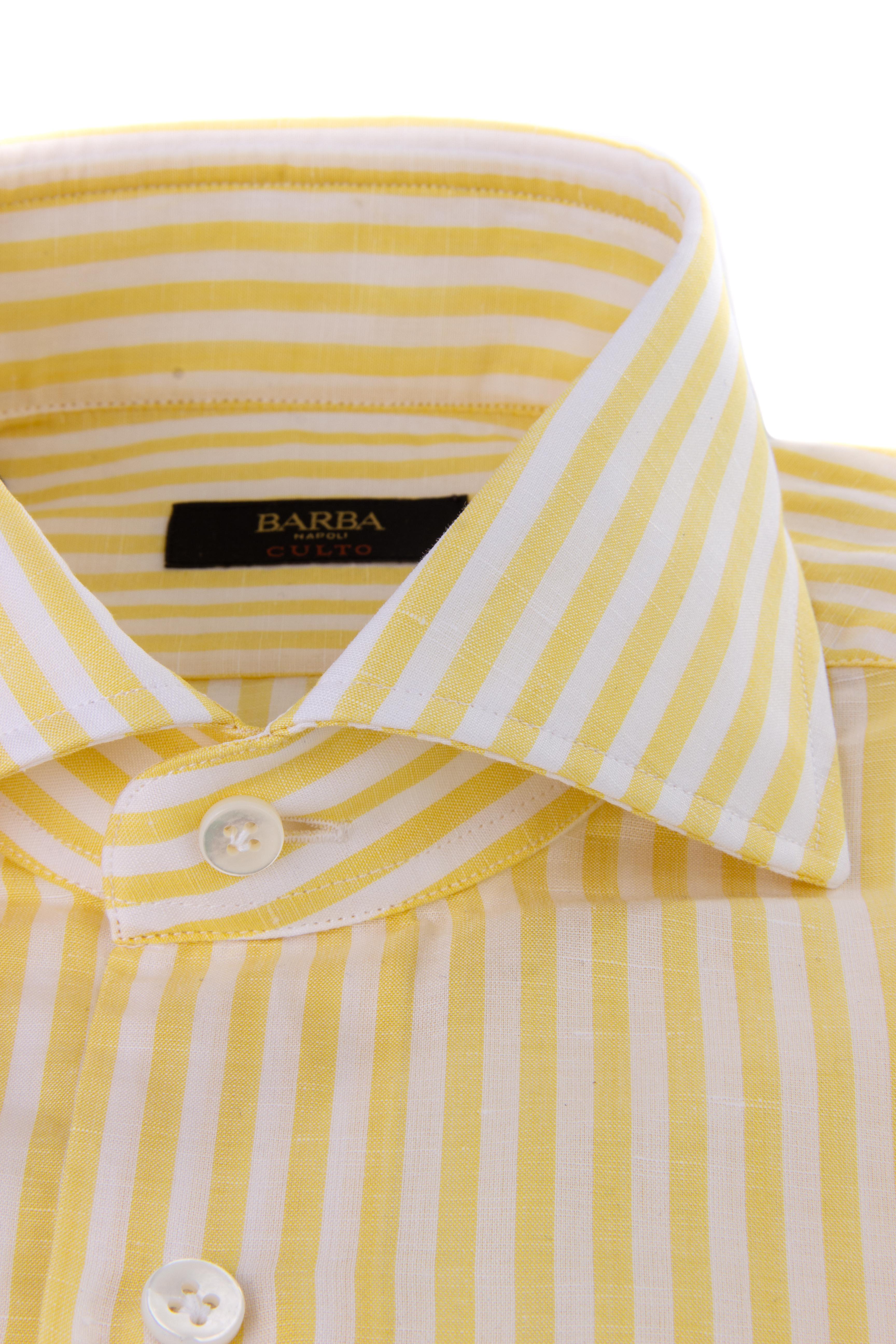 Camicia bacchettata in cotone-lino linea culto K1U13P0134036.U 03 Barba 