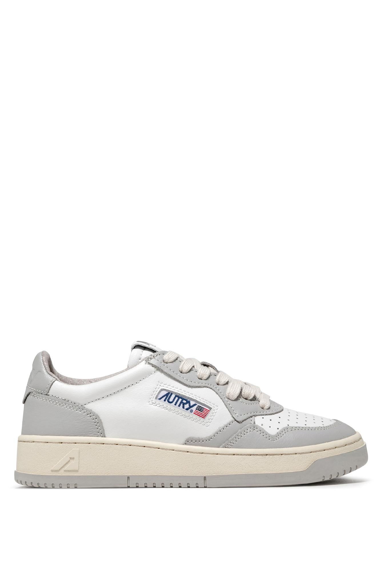Autry Sneaker Medalist in pelle bimateriale bianco-grigio AULM-WB10 WHT/VAPOR 