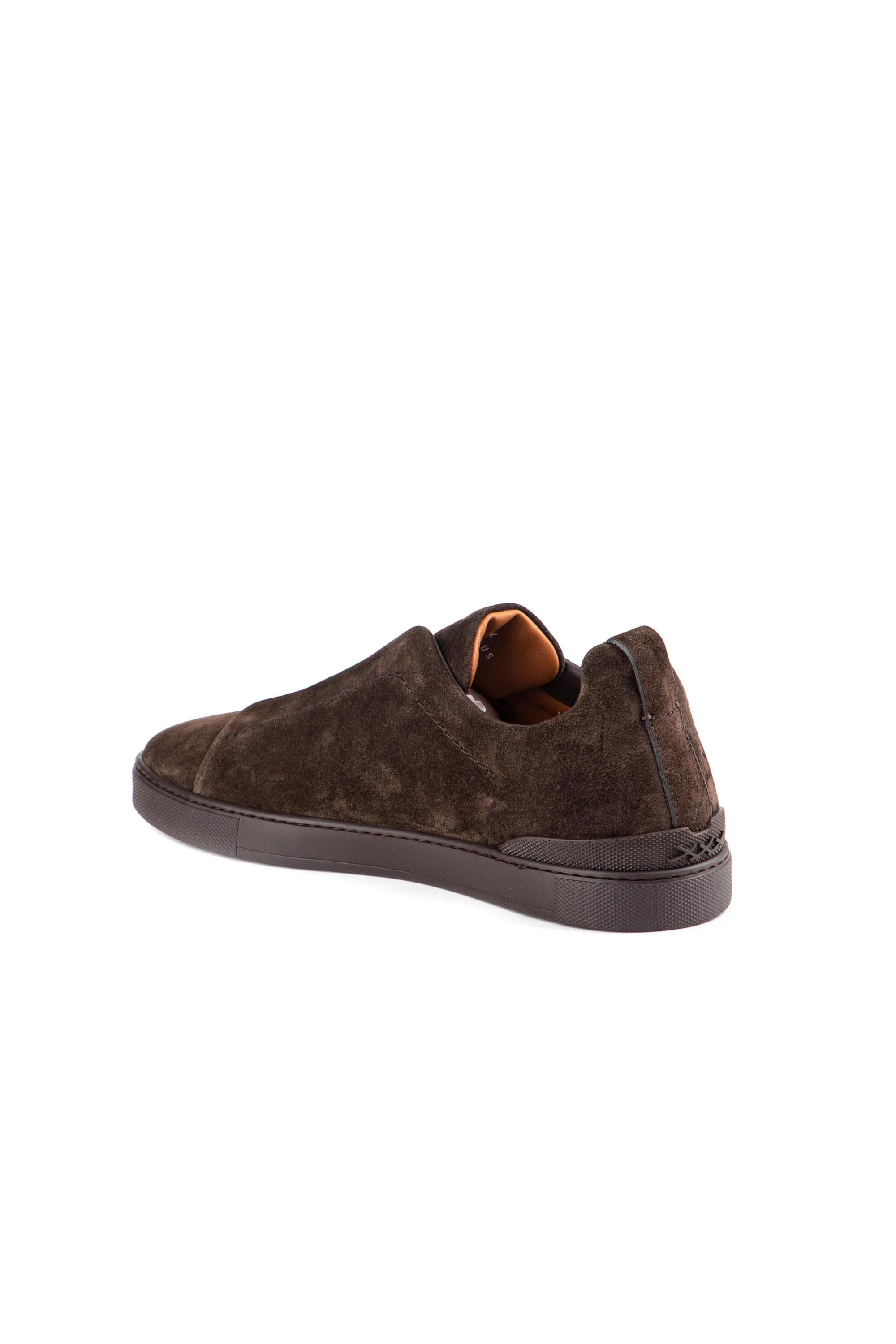 Zegna Sneaker Triple Stitch in camoscio supersoft LHSOY A4667X TDM 
