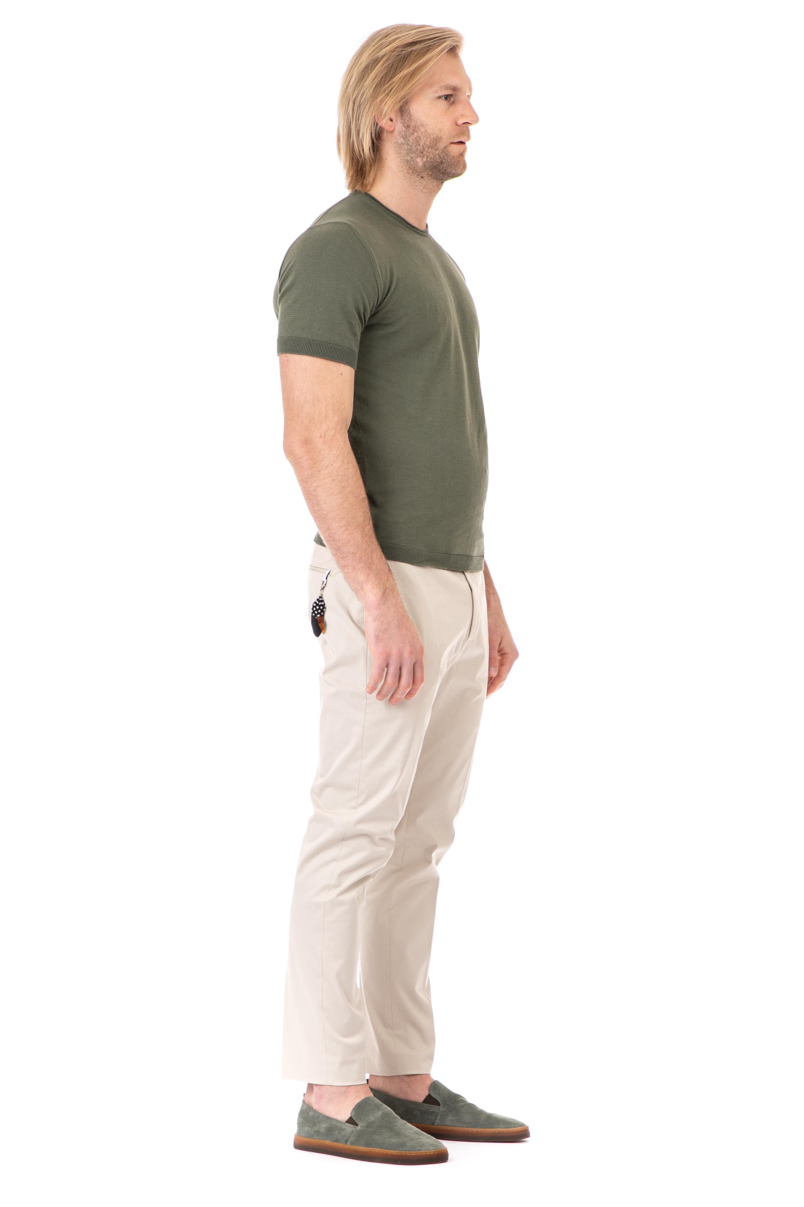 T-shirt in cotone collo rolle' ROLLS/2 VERDE MIL Rakki 
