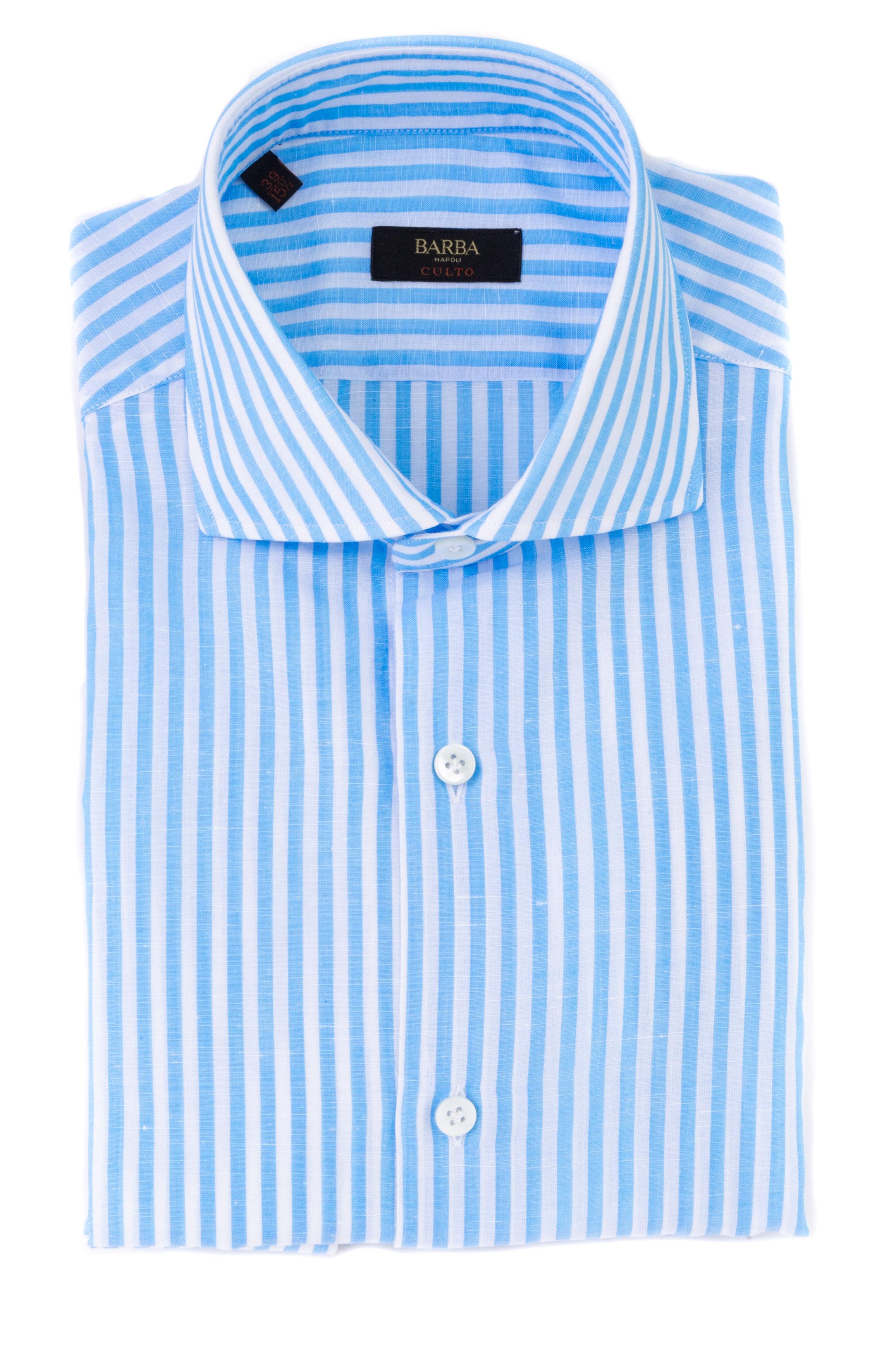 Camicia bacchettata in cotone-lino linea culto K1U13P0134036.U2 04 Barba 