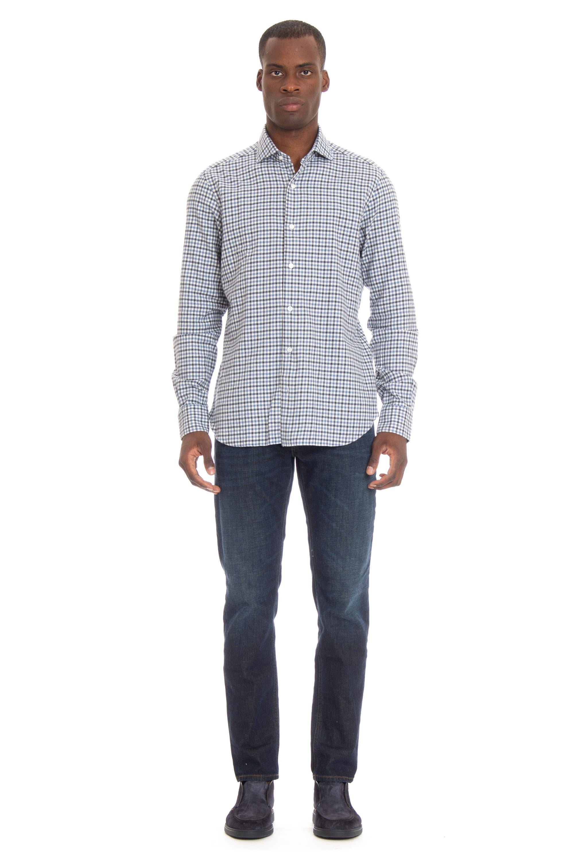 Barba Camicia in flanenlla fantasia vichy linea Dandylife LIU13P0136016.X BI/BLU 