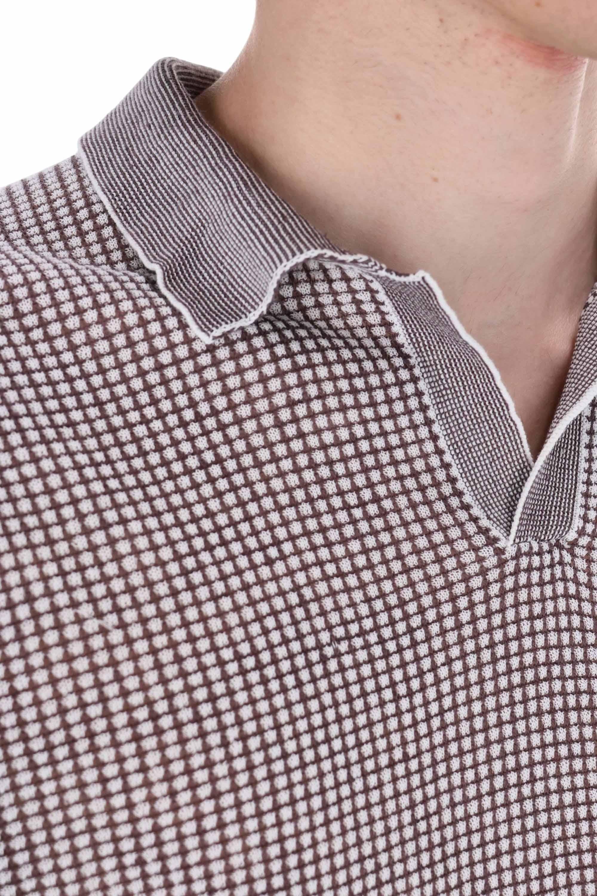 Ballantyne Polo tramata open collar in cotone-lino B2W246 14CZ9 98156 