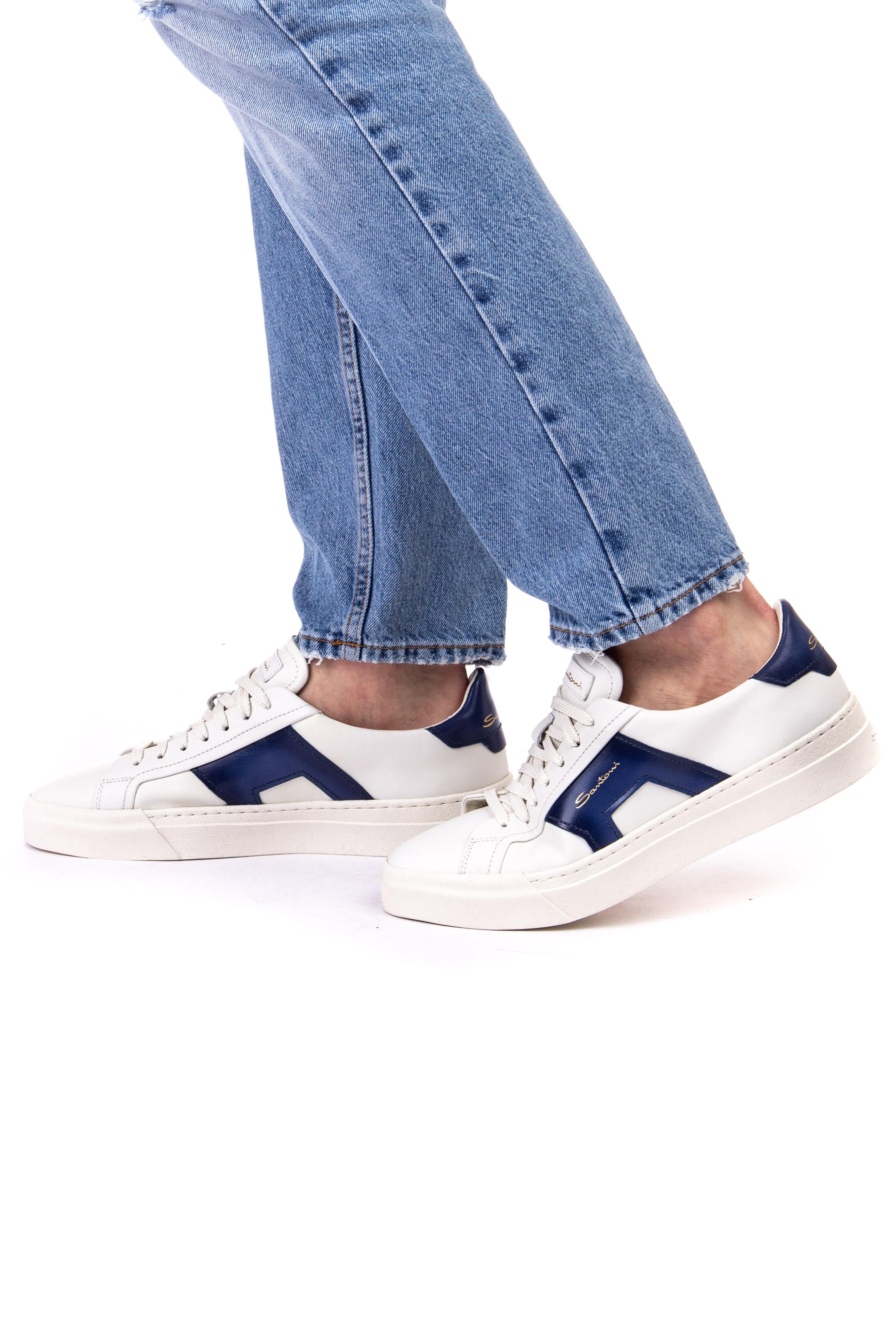 Sneaker in pelle double buckle MBGT21779PNNGXAV I48 Santoni 
