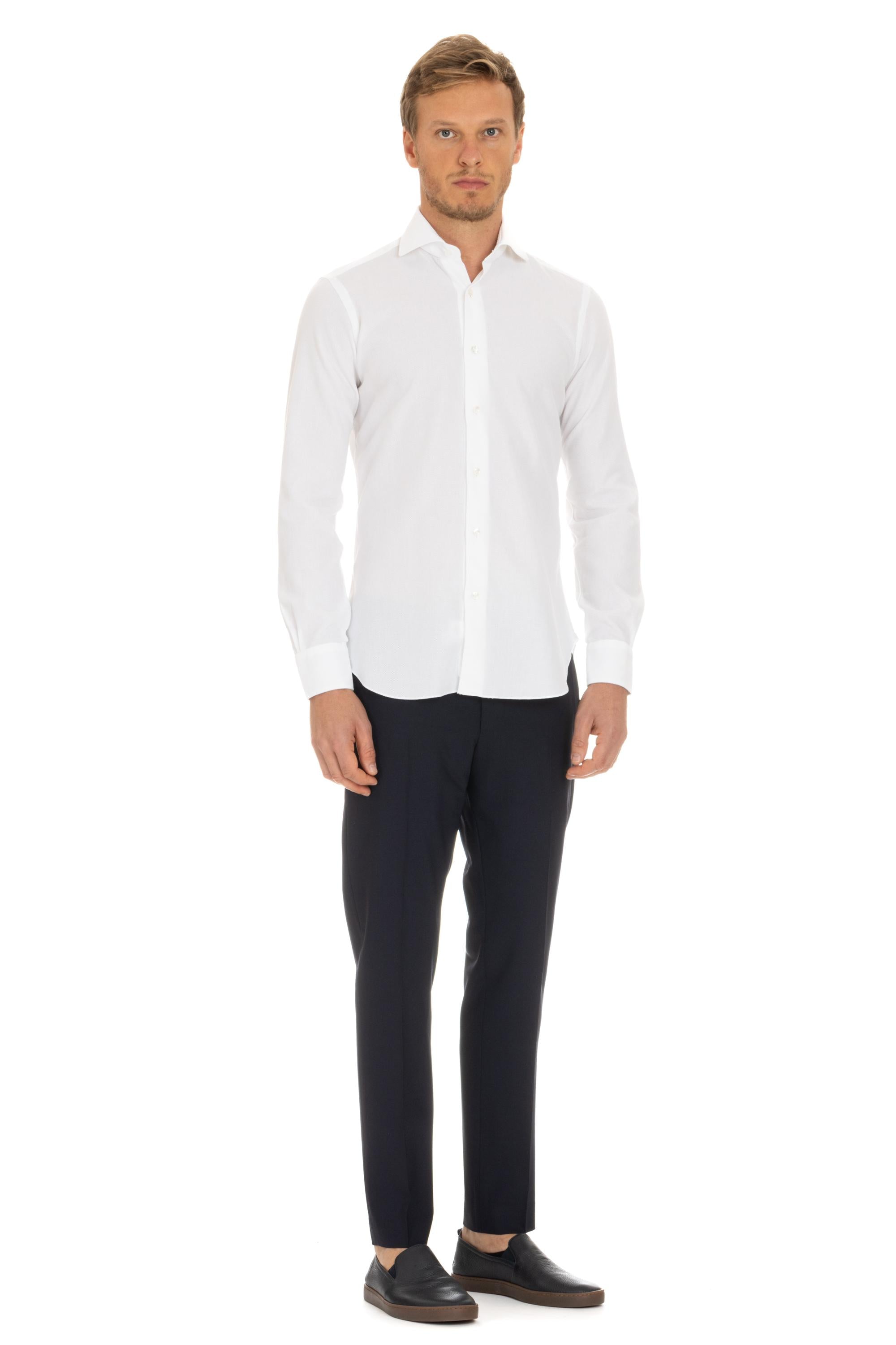 Camicia sartoriale a nido d'ape stretch Etichetta Culto K1U13P0140108.U 0001 Barba 