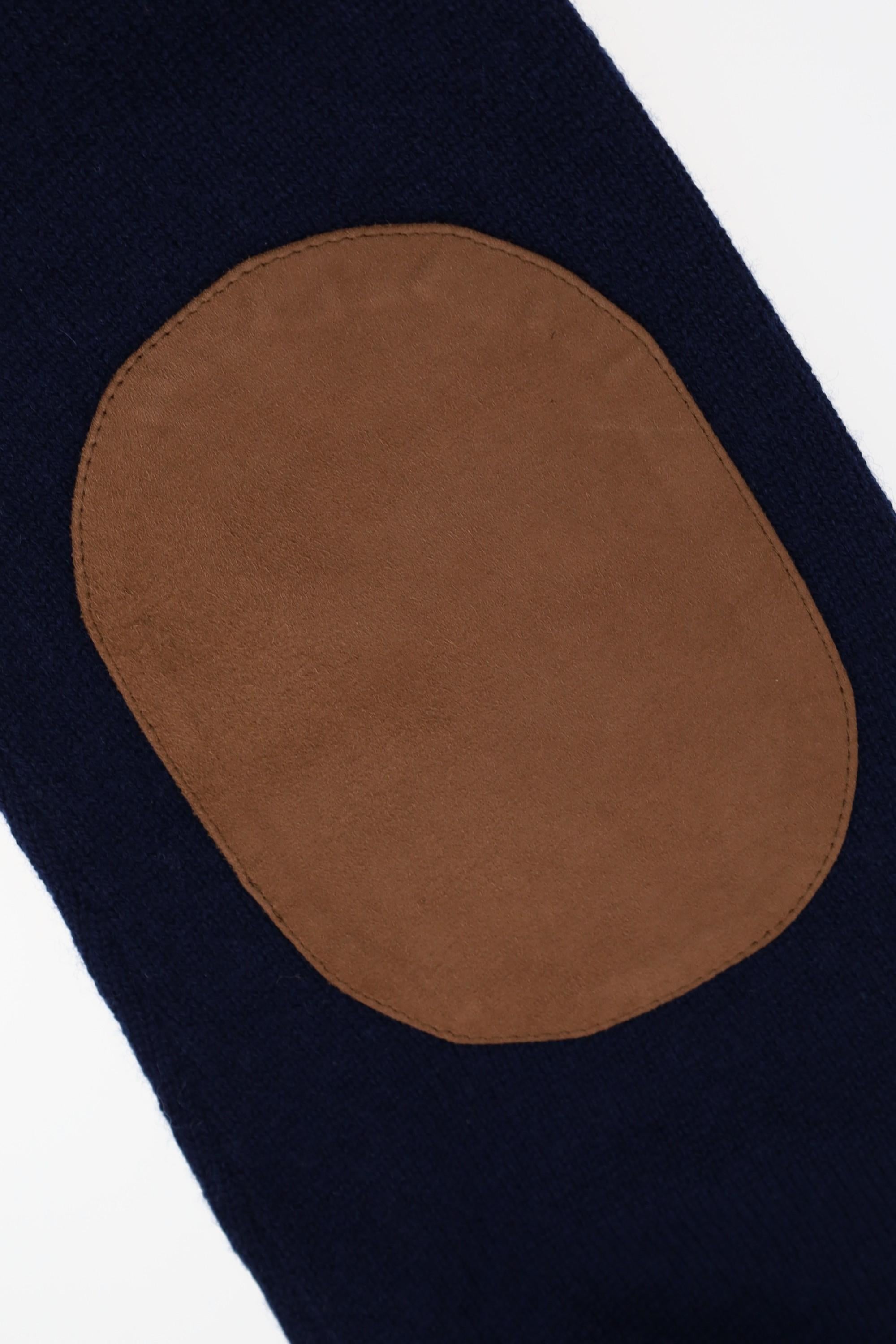 Herno Maglia girocollo in lana-cashmere toppe camoscio MG000145U/2 9200 