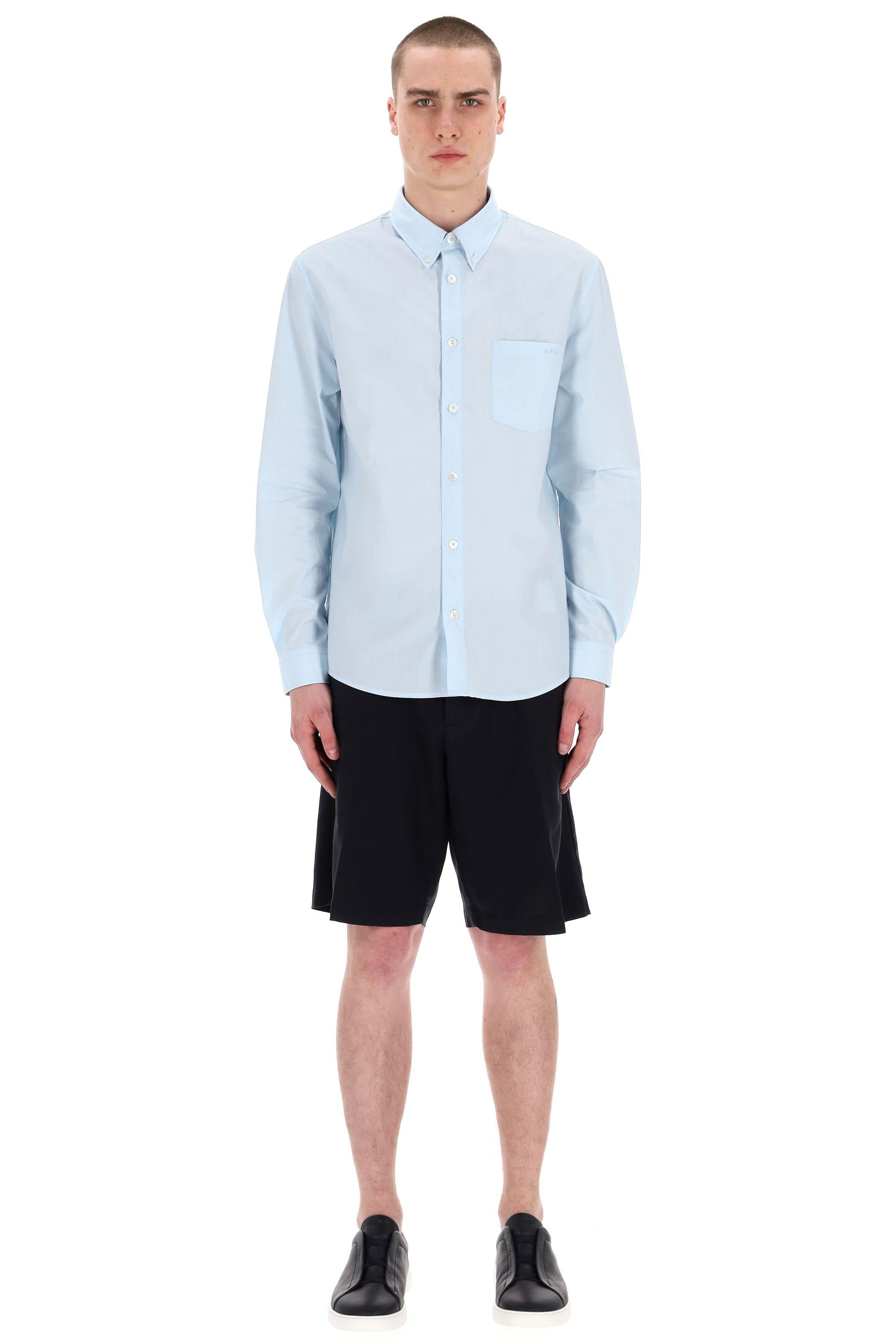 A.P.C. Camicia in cotone con button down e taschino COEVD-H12509 IAV 