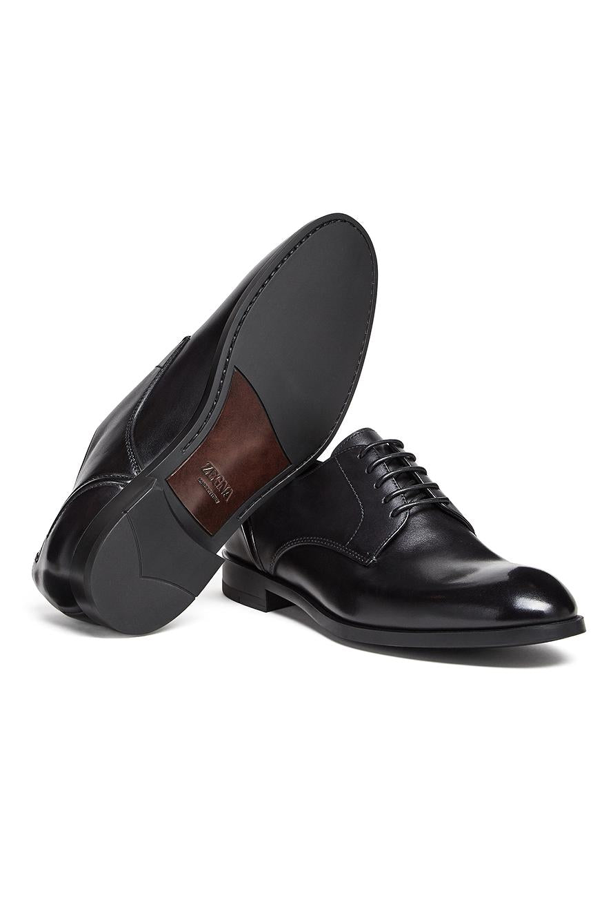 Zegna Scarpa Derby flex in pelle mod. Siena LHNAX_A4465Z NER 