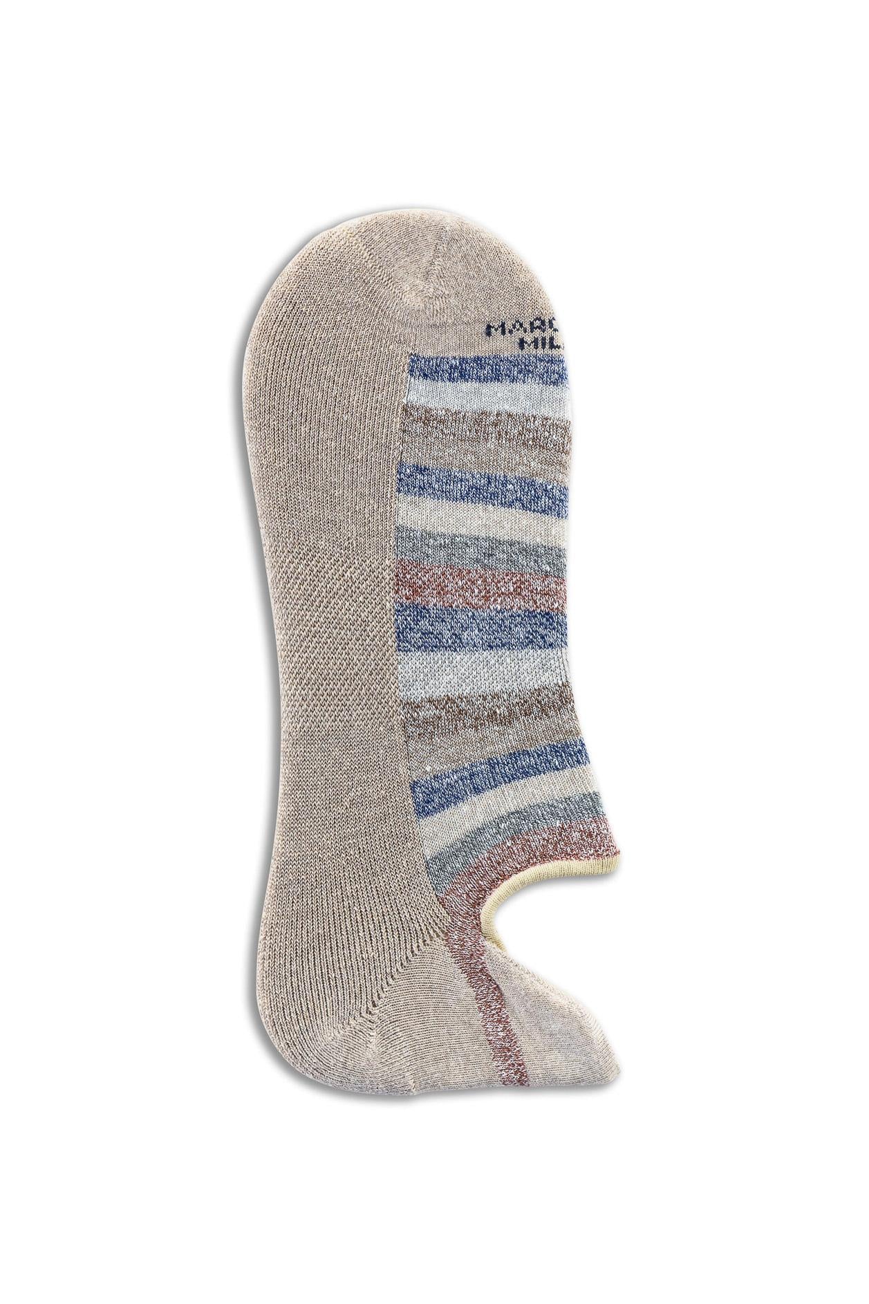 Marcoliani Calza Invisible Sneaker rigata in cotone-lino MAR4859K/3 502 