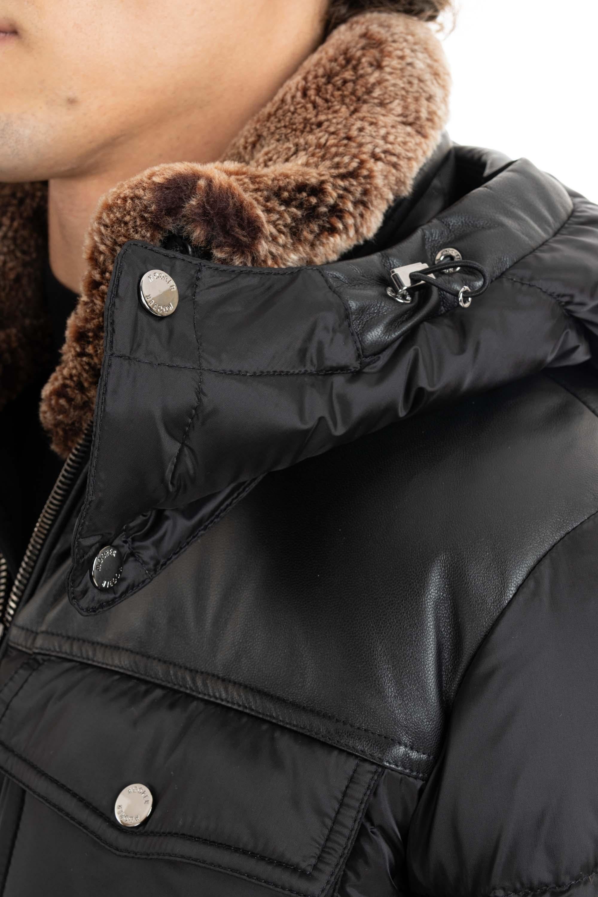 Bomber in nylon e pelle modello Alarick-Peh ALARICK-PEH NERO Moorer 