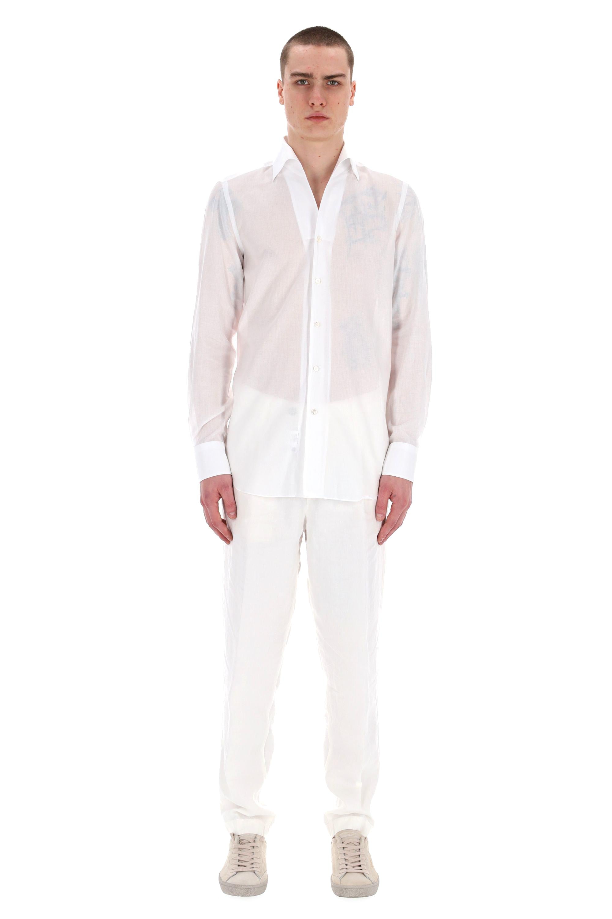 Finamore Camicia sartoriale in cotone collo Ustica<BR/> ML22-UT-Z 840001 C0089 BCO 