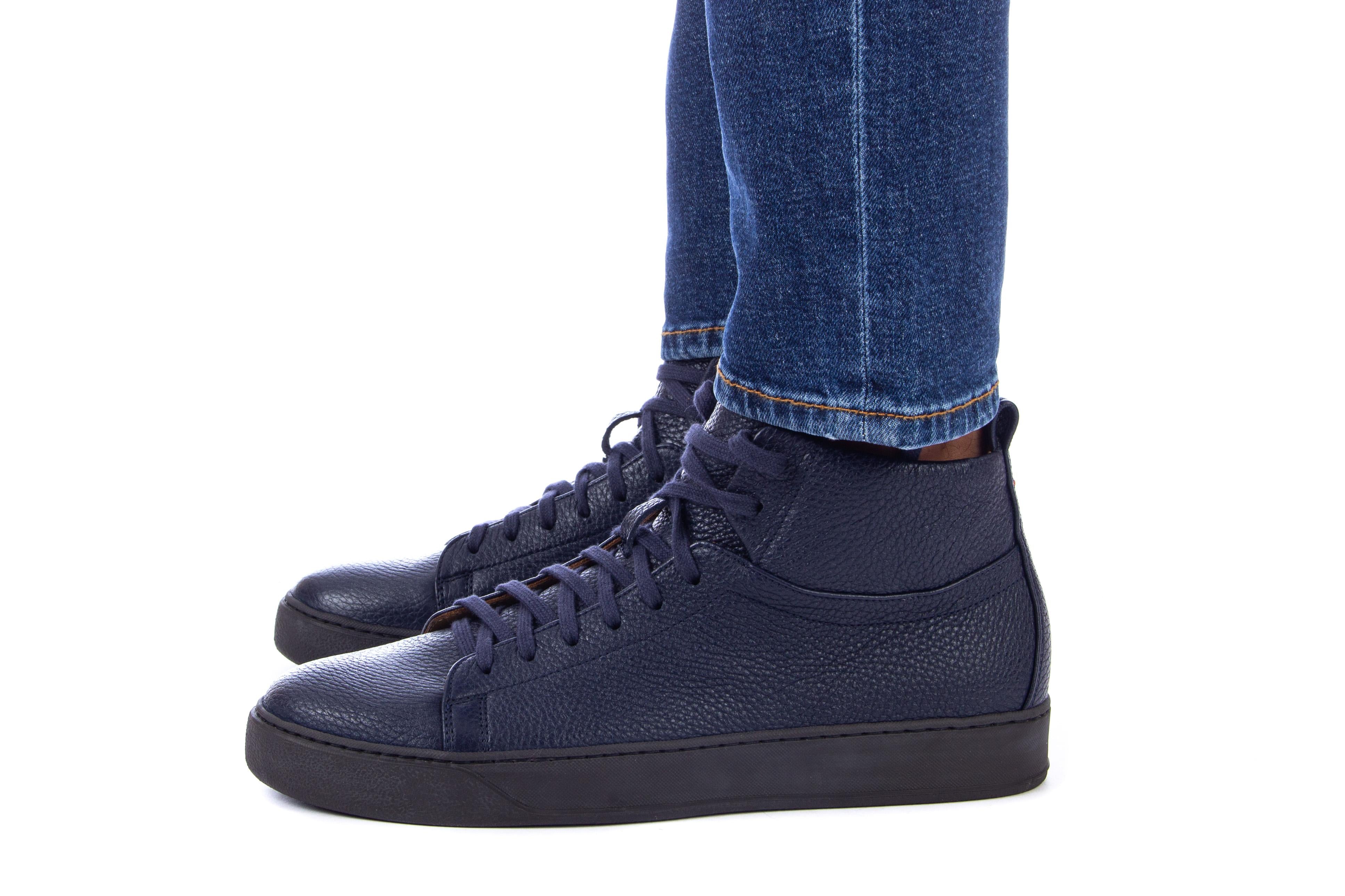 Henderson Sneaker mid top in pelle di cervo dakota IGOR.CVT.1 BLU 