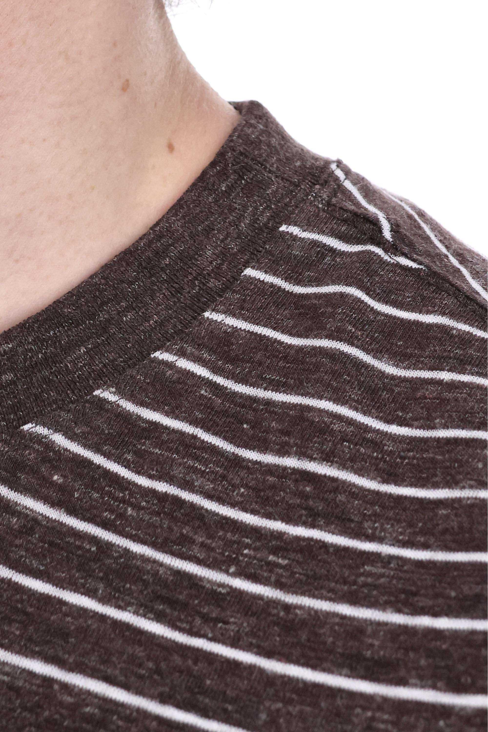 T-shirt rigata in lino comfort MW8601376 C002 Brunello Cucinelli 