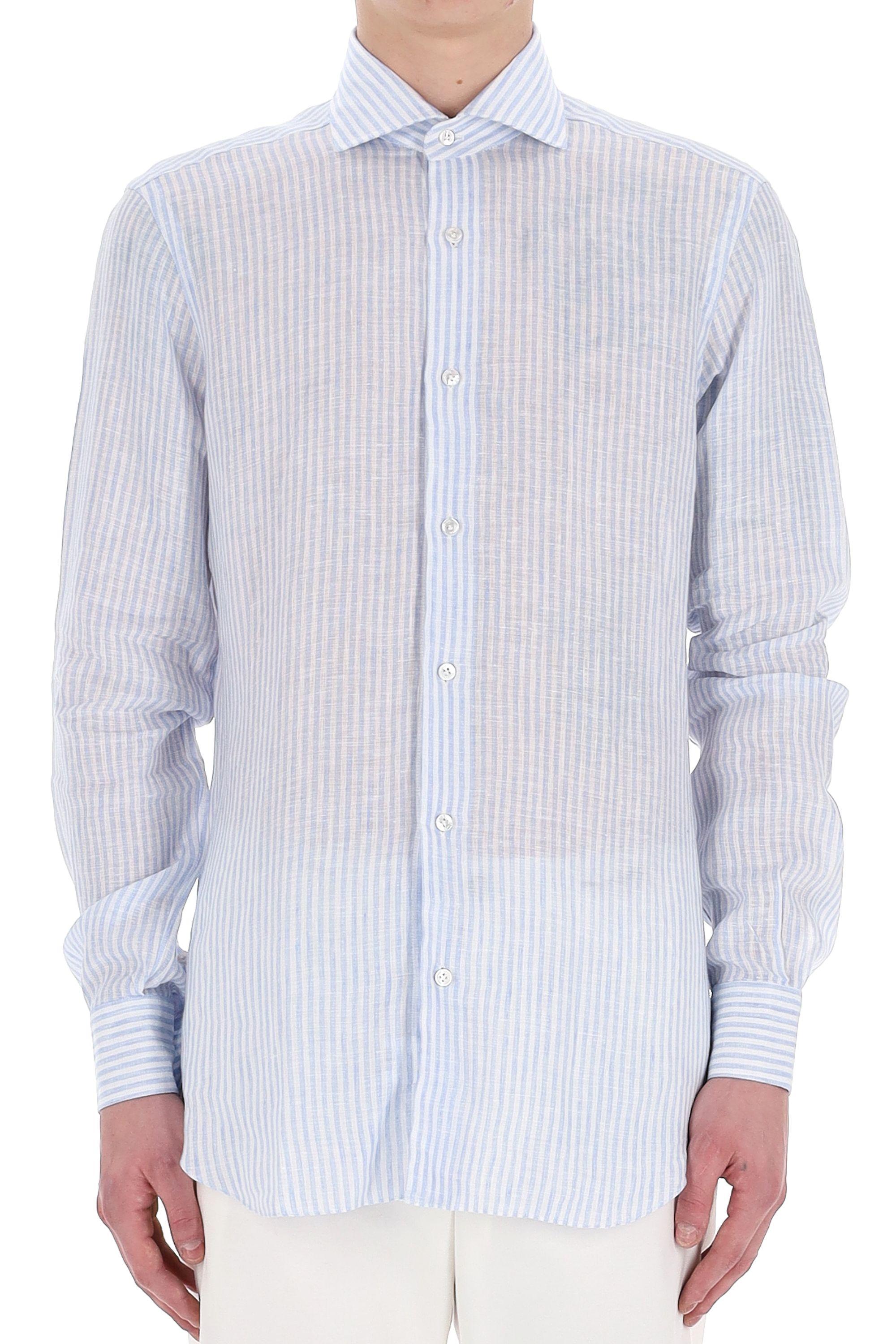 Camicia sartoriale bacchettata in lino linea Culto K1U13P0147005.U 0001 Barba 
