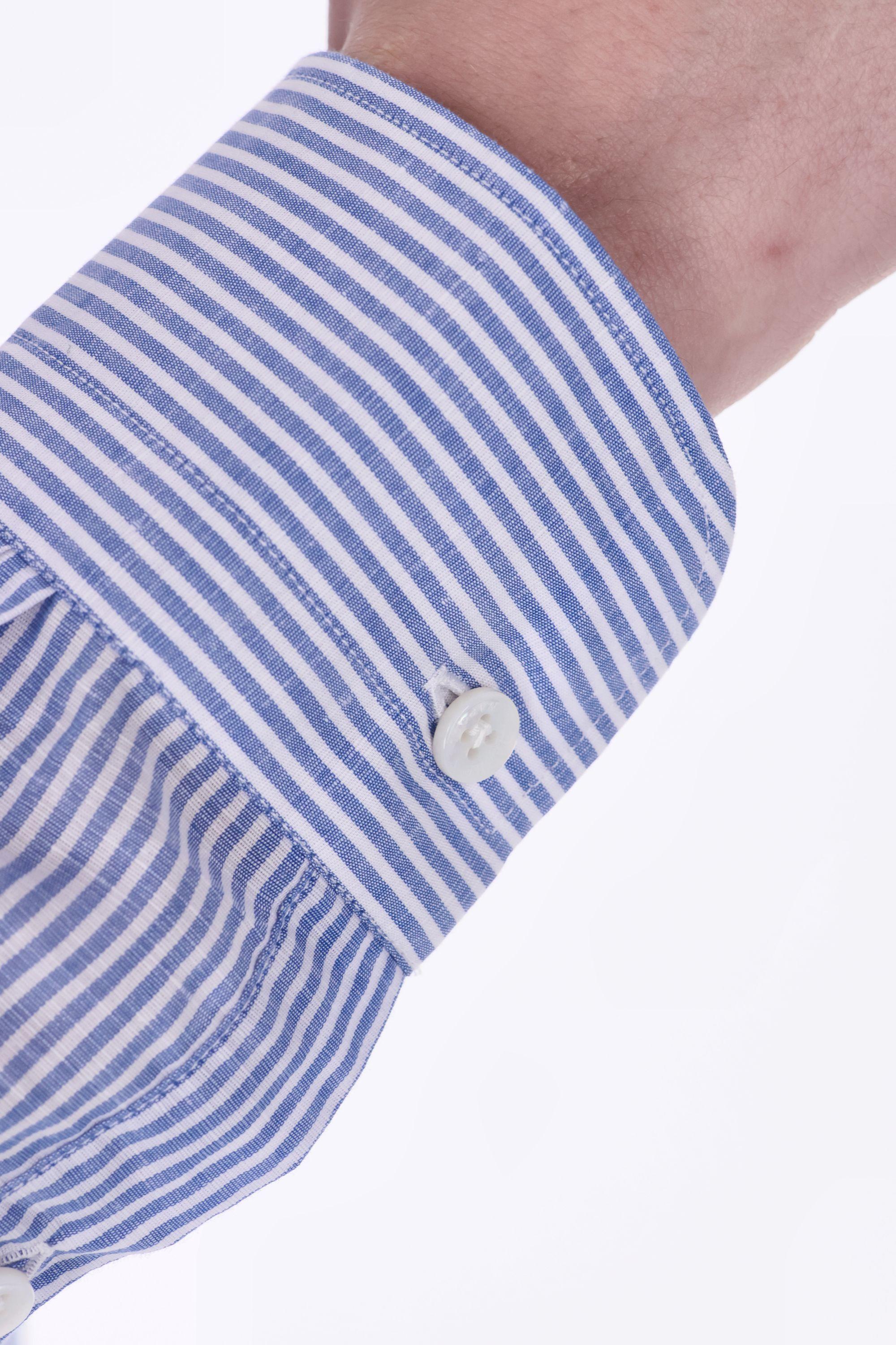 Camicia sartoriale bacchettata in cotone-lino linea culto K1U13P0134010U 2 Barba 