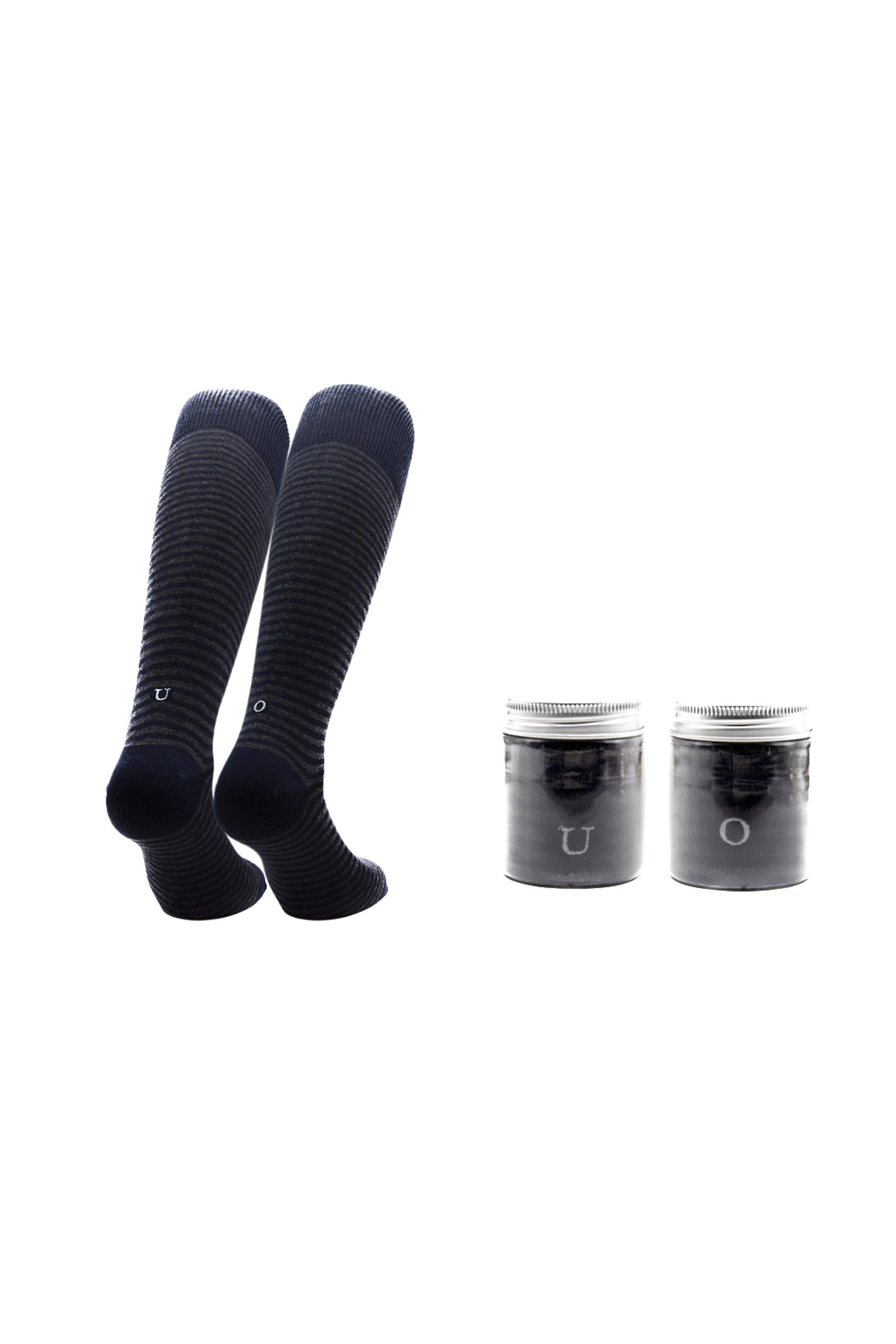 Individual Socks Calze in caldo cotone con iniziali grigie ricamate 309 NAVY/GRIGIO 