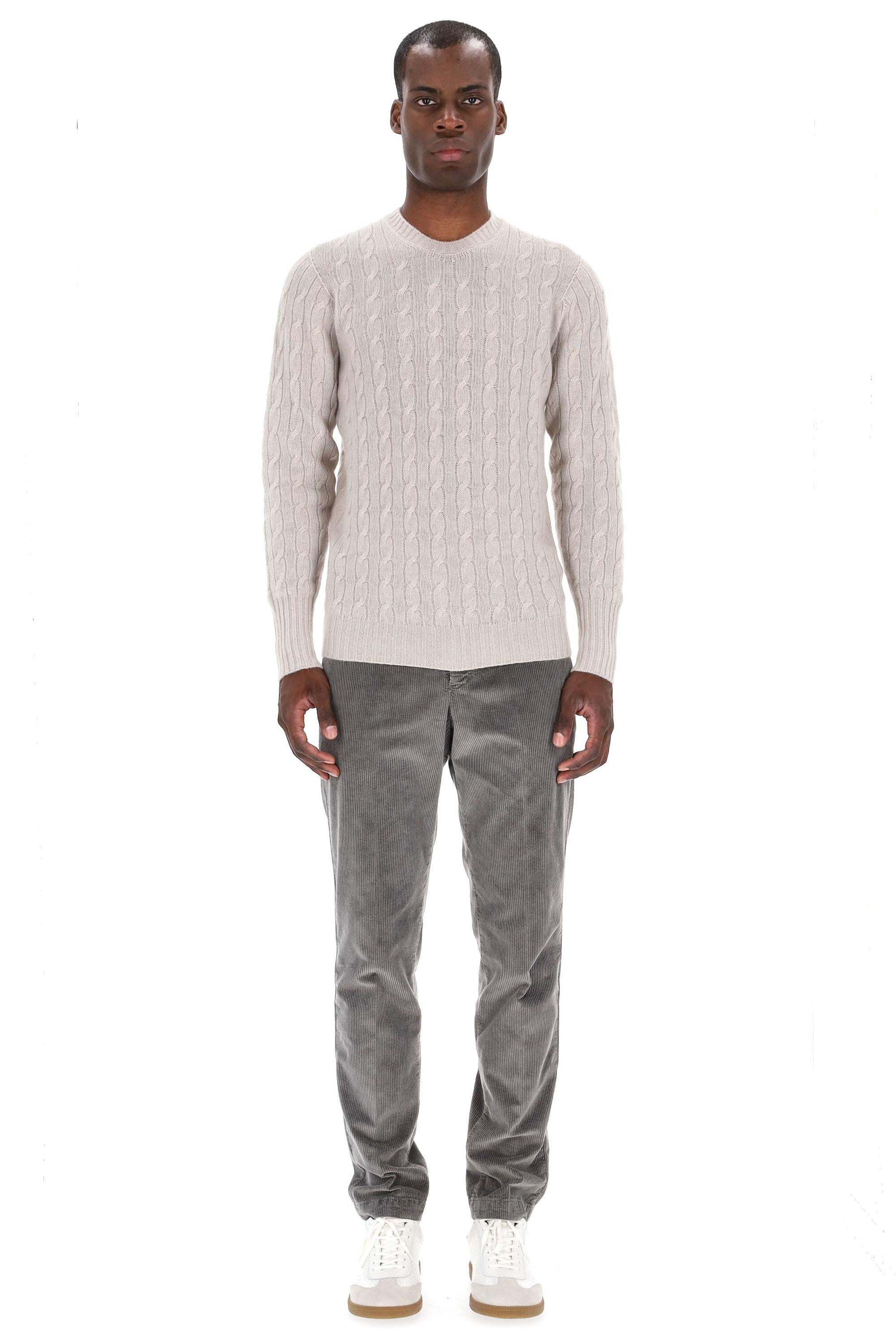 Maglia girocollo in cashmere a trecce D4K133N 112 Drumohr 