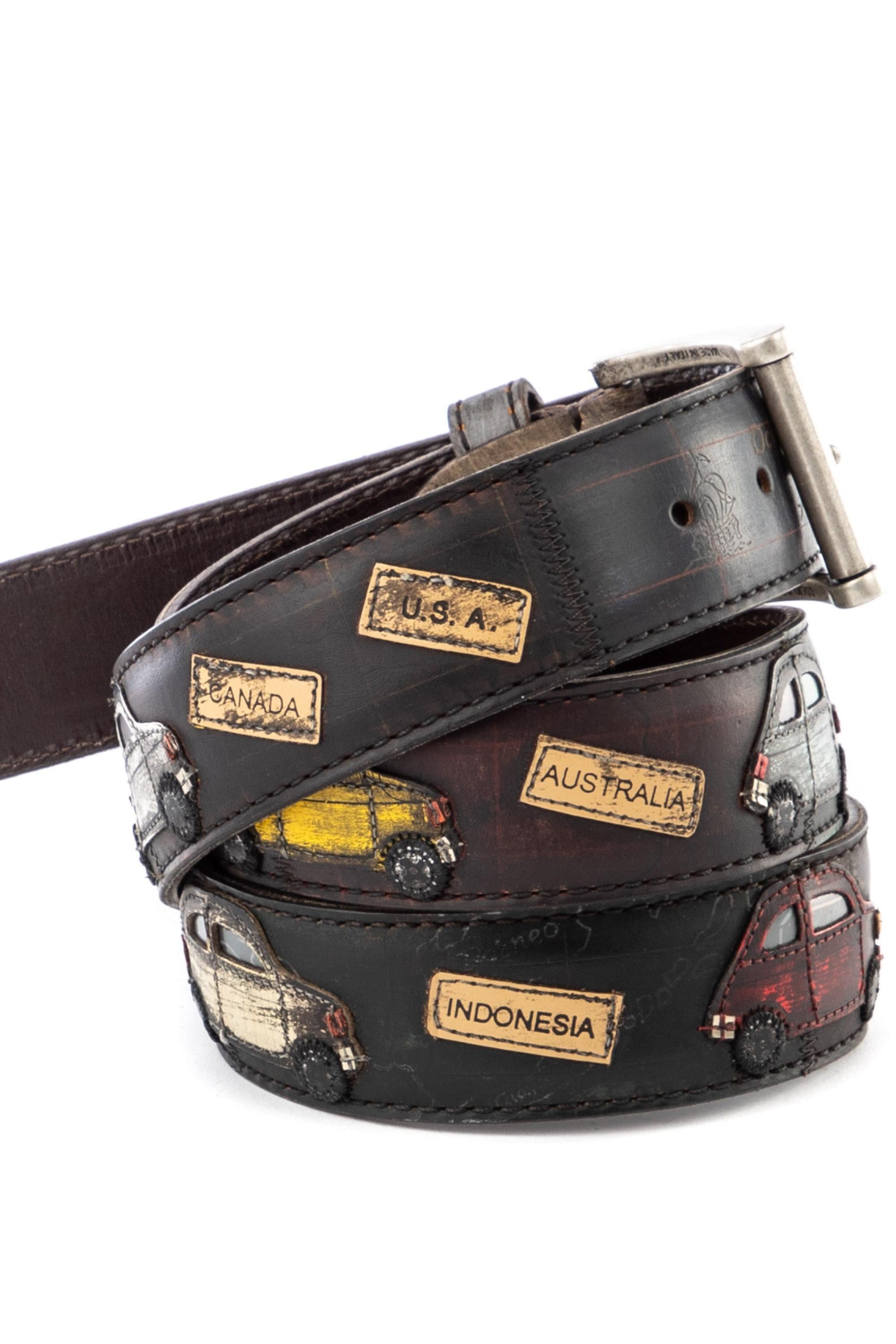 Artigianato Italiano Cintura artigianale in pelle "Giro del Mondo" GIRO DEL MONDO IN 500 MLTCLR 