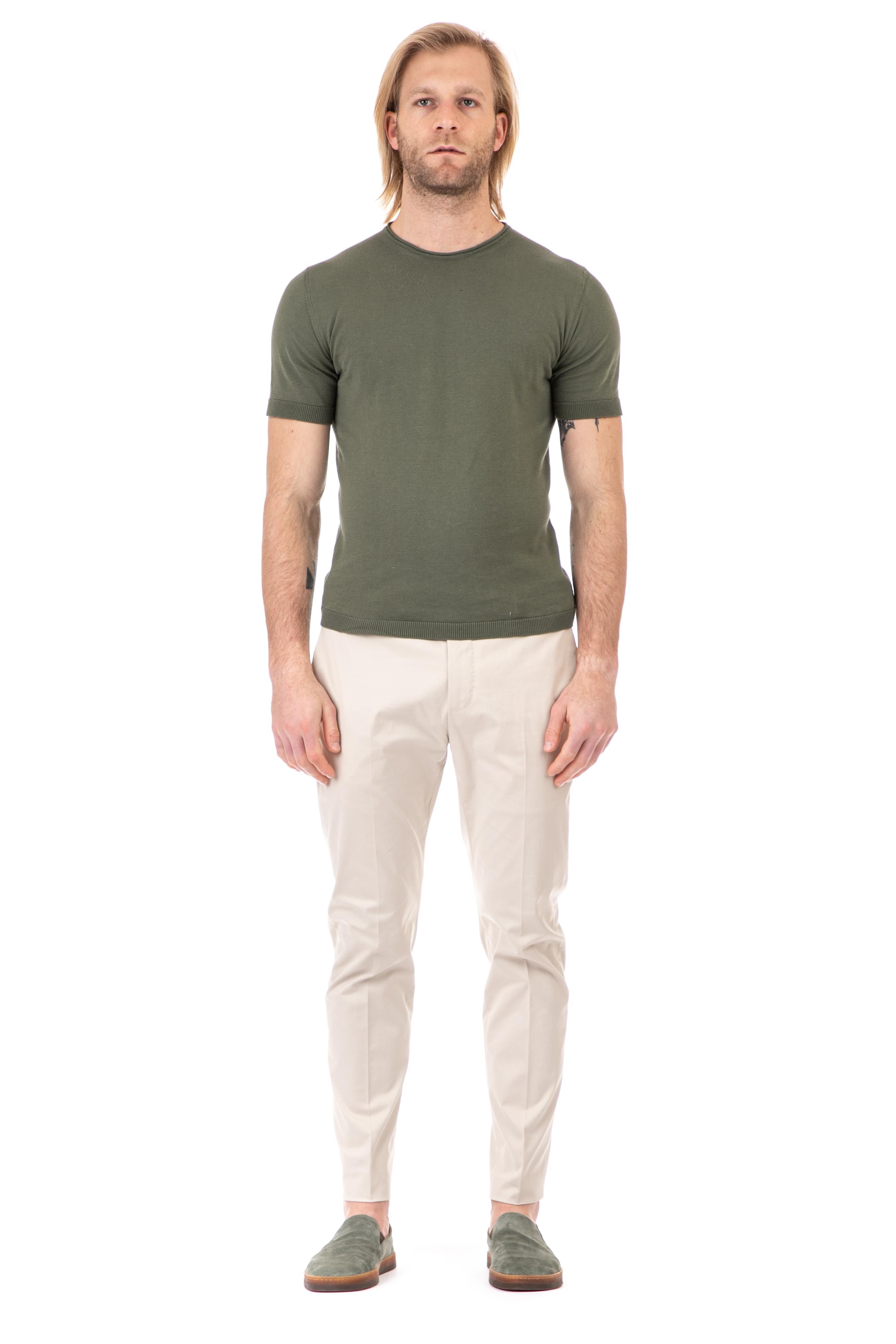 T-shirt in cotone collo rolle' ROLLS/2 VERDE MIL Rakki 