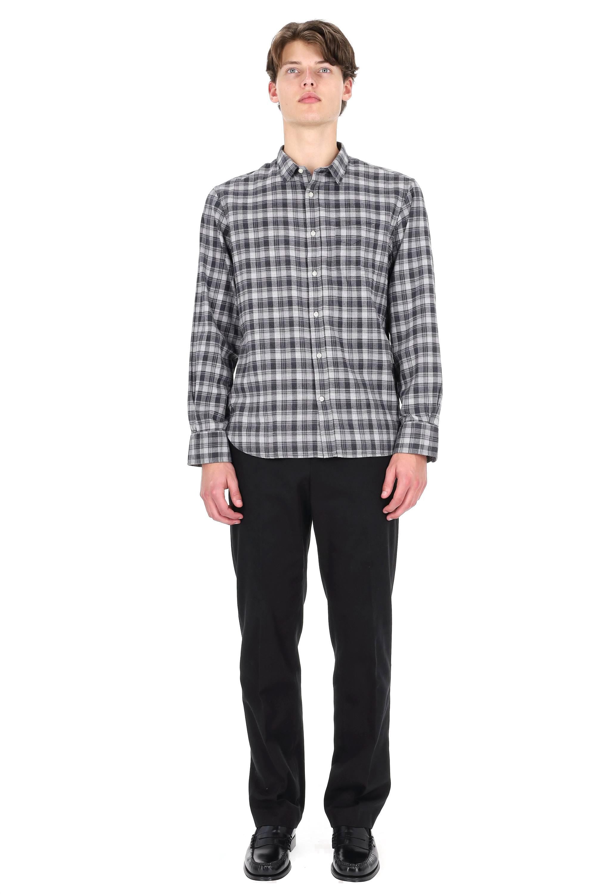 Officine Générale Camicia in flanella di cotone fantasia check mod. Lipp MSHI023 MIDGREY/DARKGREY 