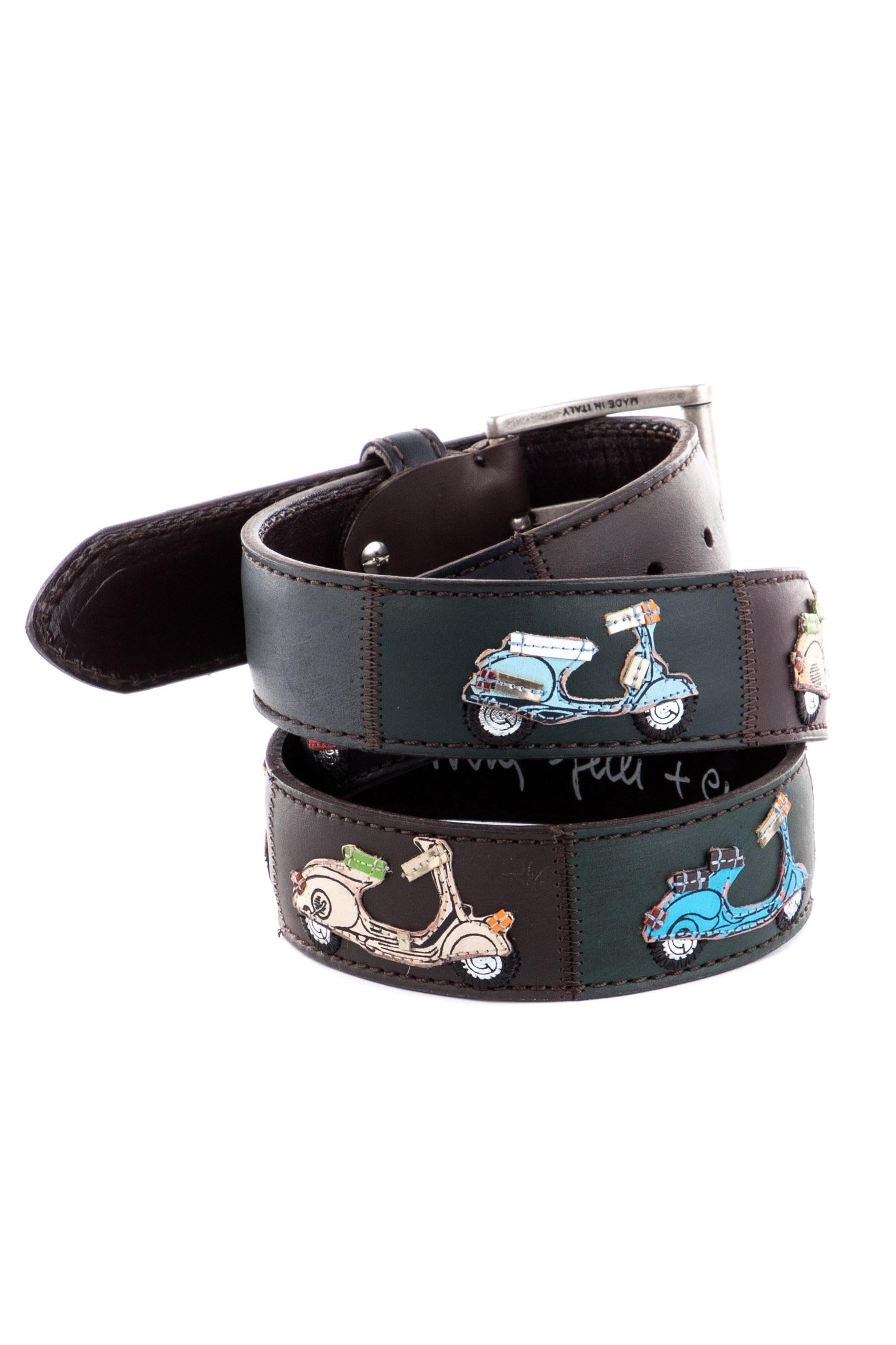 Cintura artigianale in pelle "Vespe in Cornice" VESPA CORN NN Artigianato Italiano 
