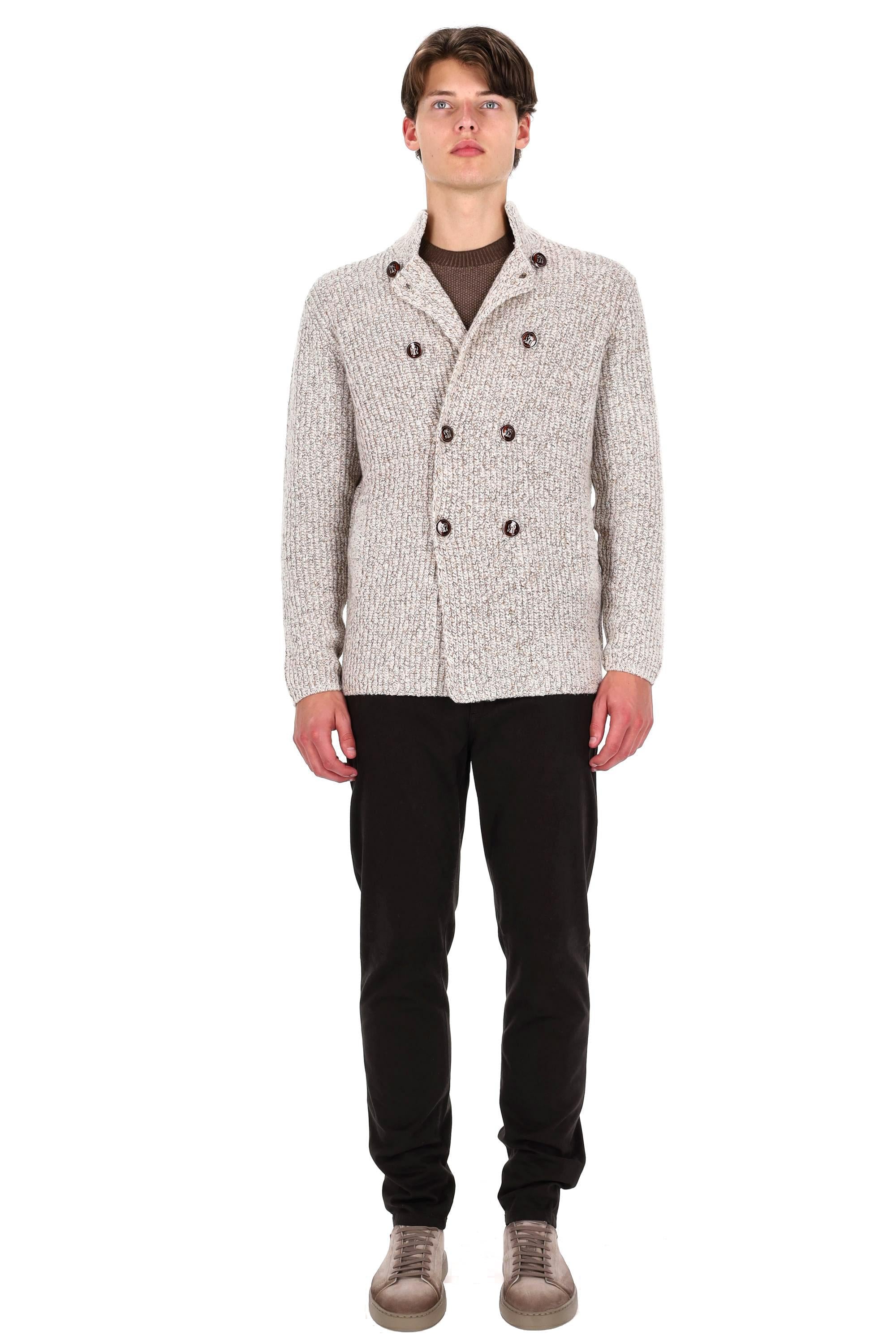 Brunello Cucinelli Giacca-maglia doppiopetto in lana-seta moulinè MRI55501 CHL05 