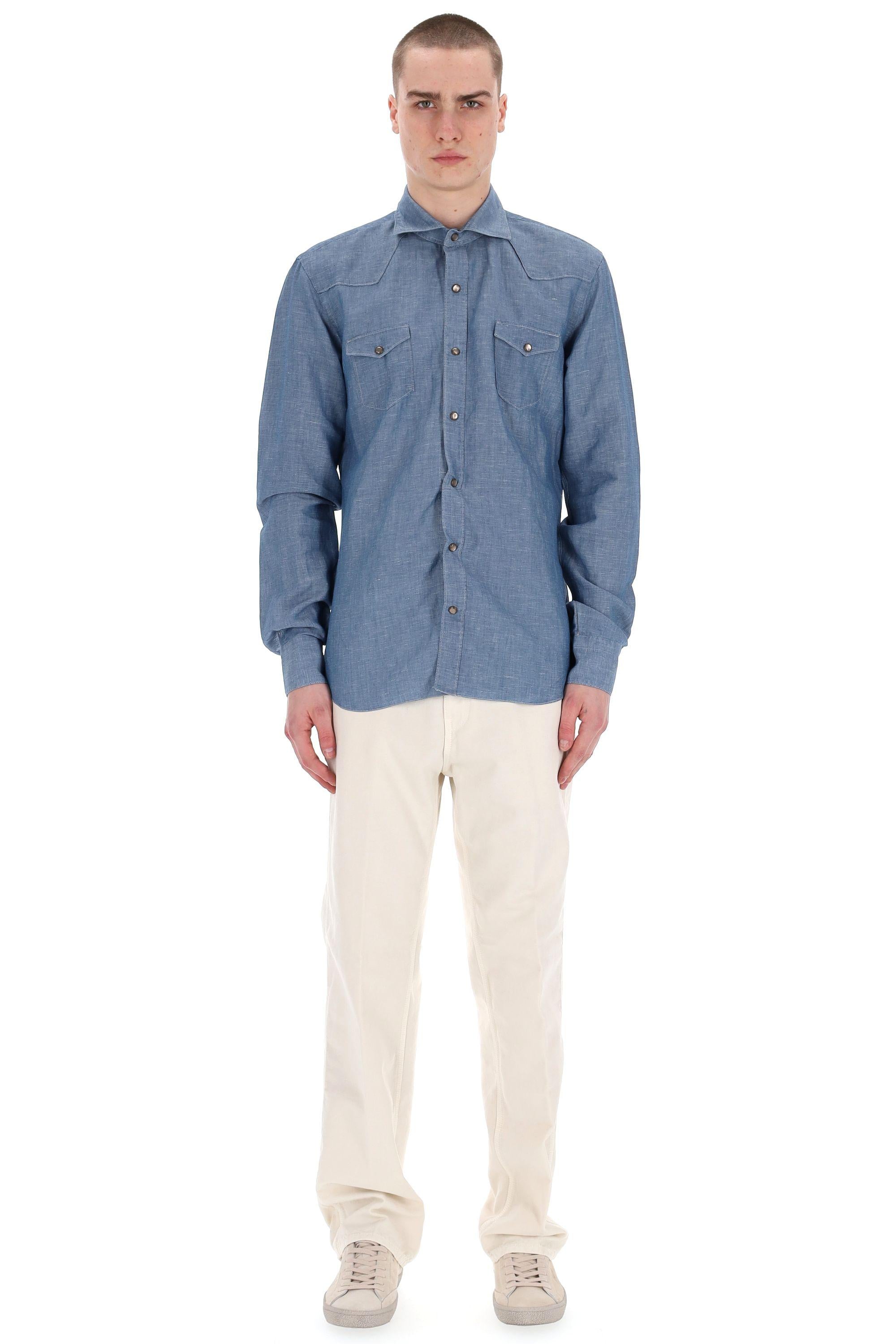 Camicia in denim modello texano linea Dandylife WSU13P2047252.U 0001 Barba 