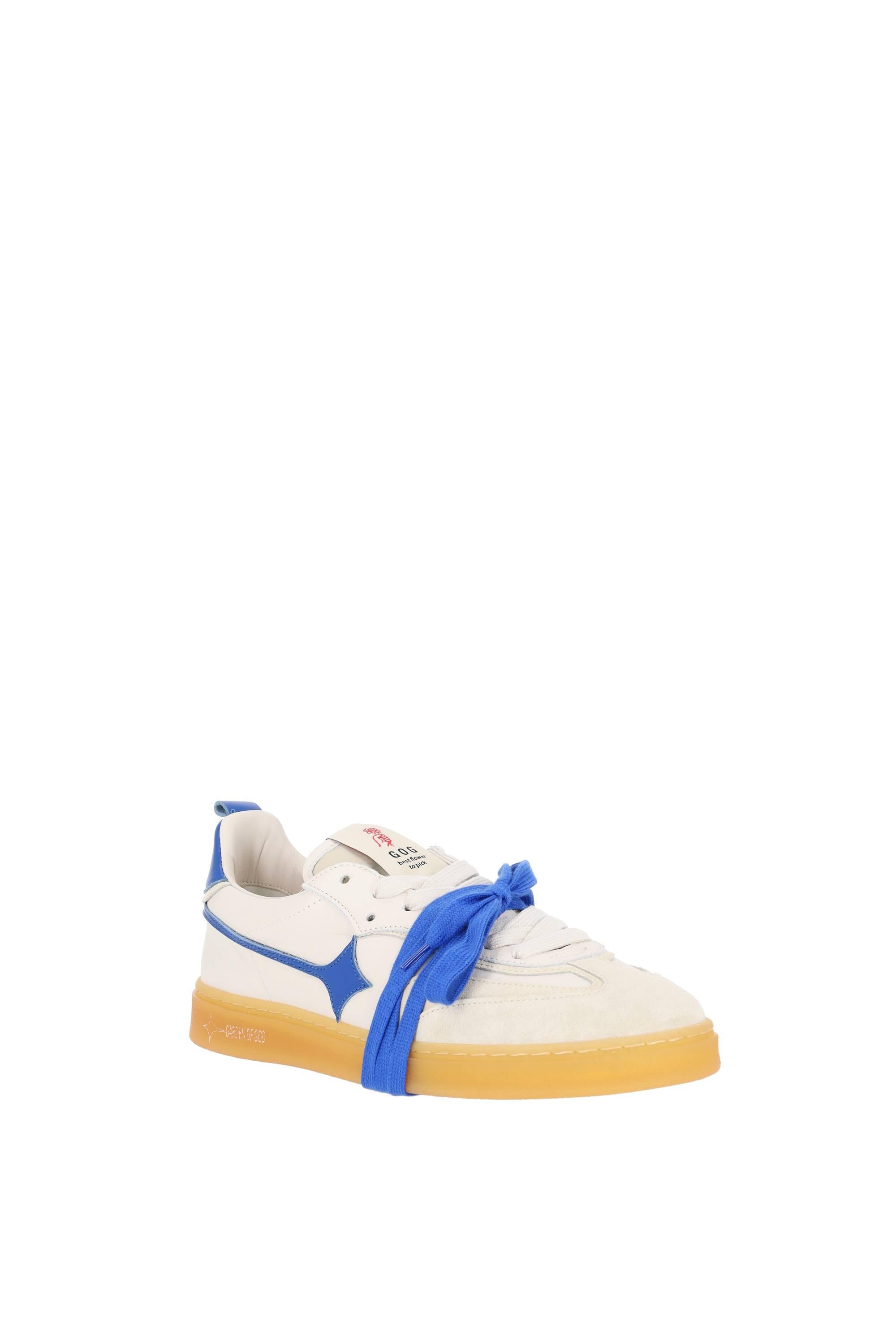 Garden of God Sneaker in pelle e camoscio con dettagli blu china mod. Earth EARTH/3 OFFWHITE/COBALTO 