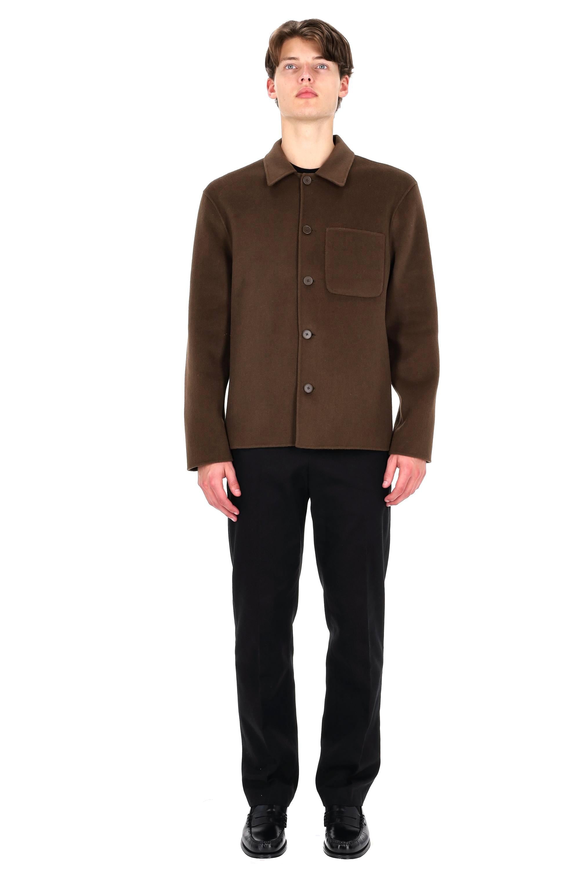 Officine Générale Overshirt in lana double sfoderata mod. Hamilton MOVS077 ICED COFFEE 