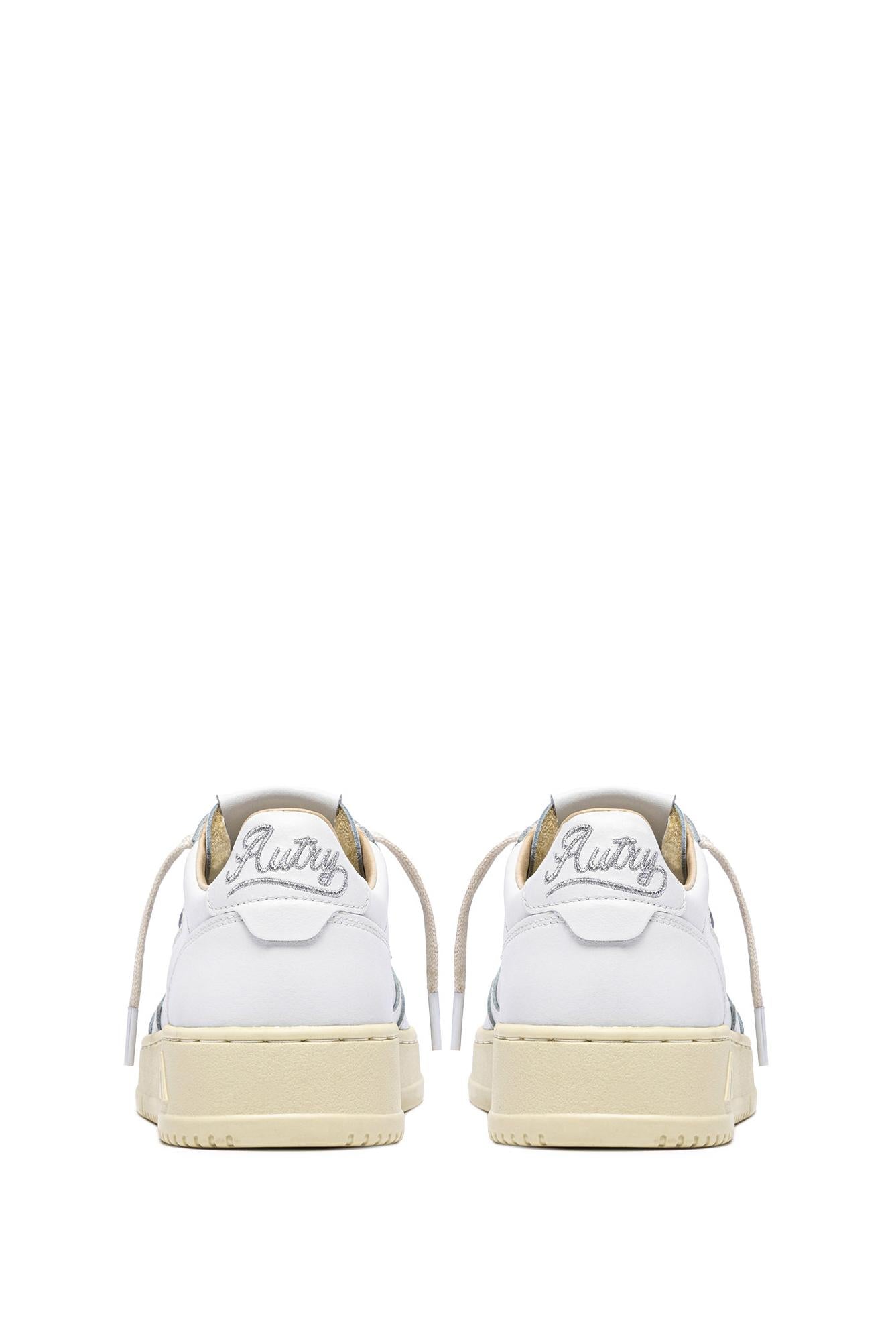 Autry Sneaker donna Medalist in pelle con scritte argento AULW HP02 WHT/SIL 