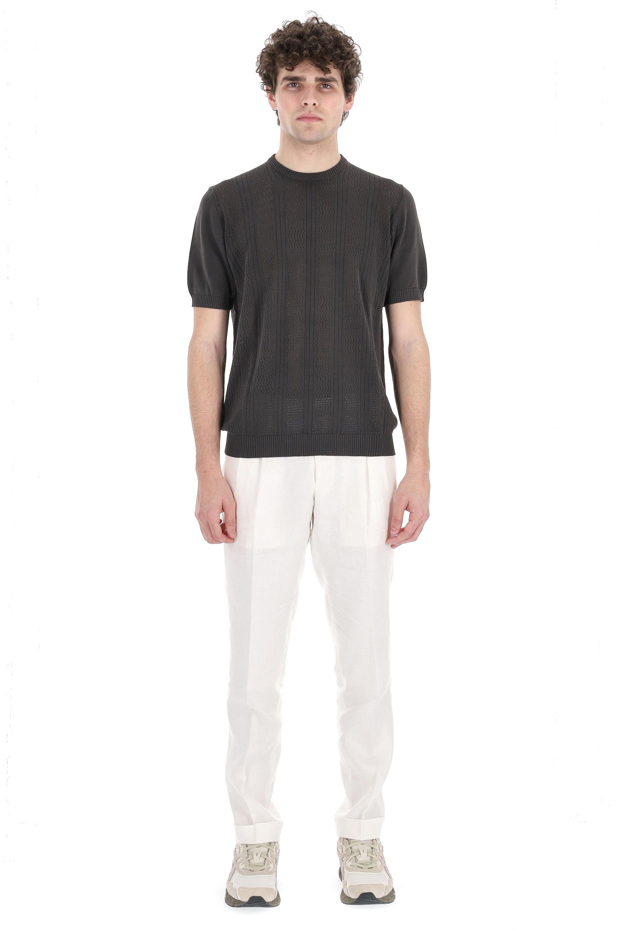 T-shirt a maglieria in cotone tramato D1Z300PT-2 470 Drumohr 