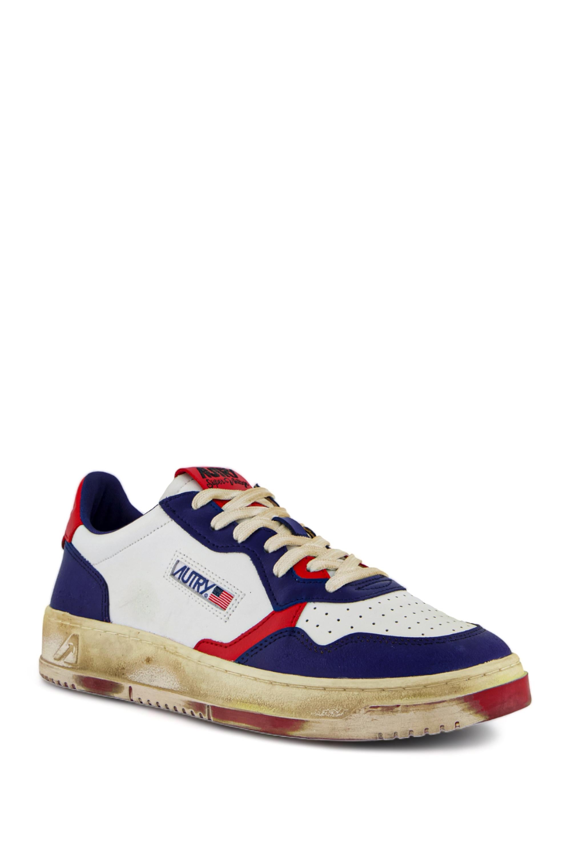 Sneaker super vintage in pelle rosso e blu AVLM NF04 TWLBL/CHNRED Autry 