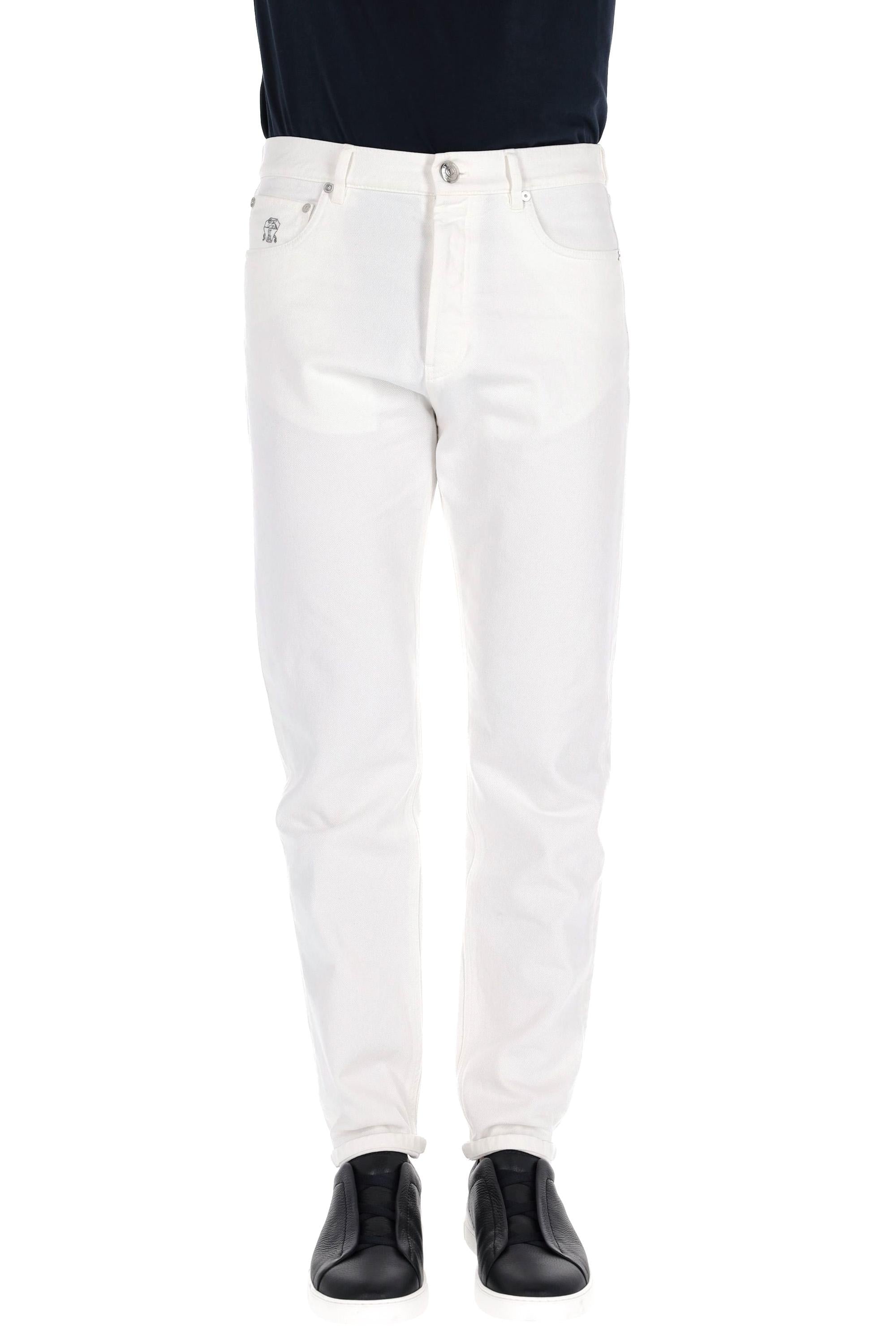 Jeans bianco in bull di cotone M237P01090 C7210 Brunello Cucinelli 