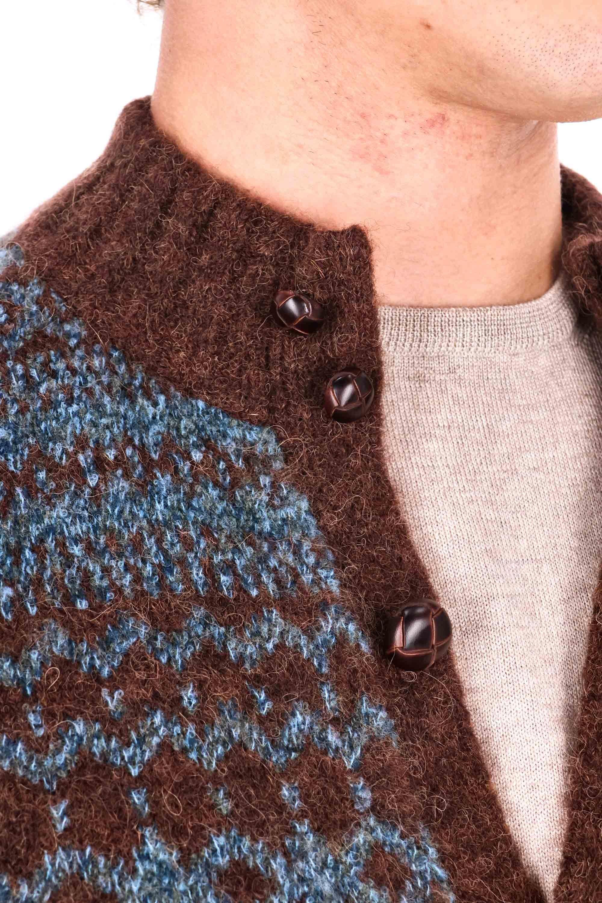 Ballantyne Cardigan in lana-alpaca con bottoni in pelle B2K126 5W005 94008 