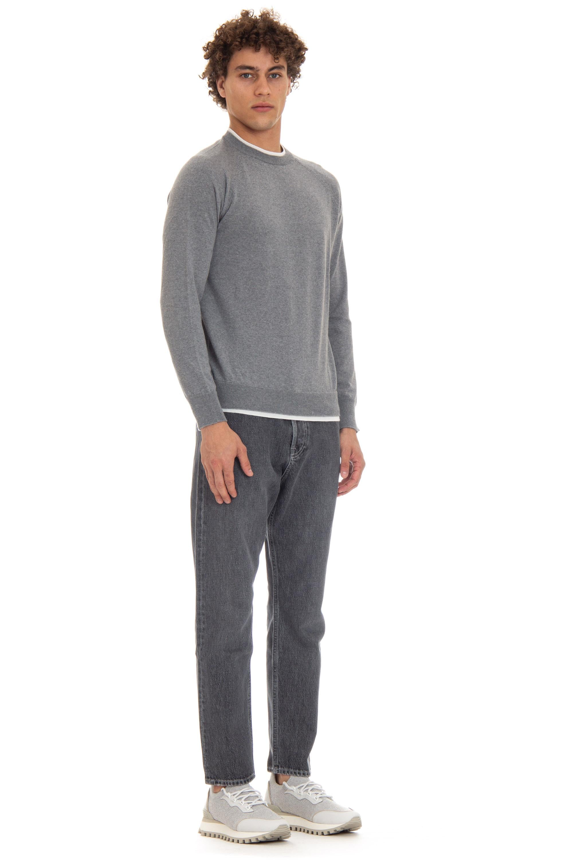 Girocollo in lana con doppi profili e manica raglan J71MAGJ05 MAG0J026 13-00 Eleventy 