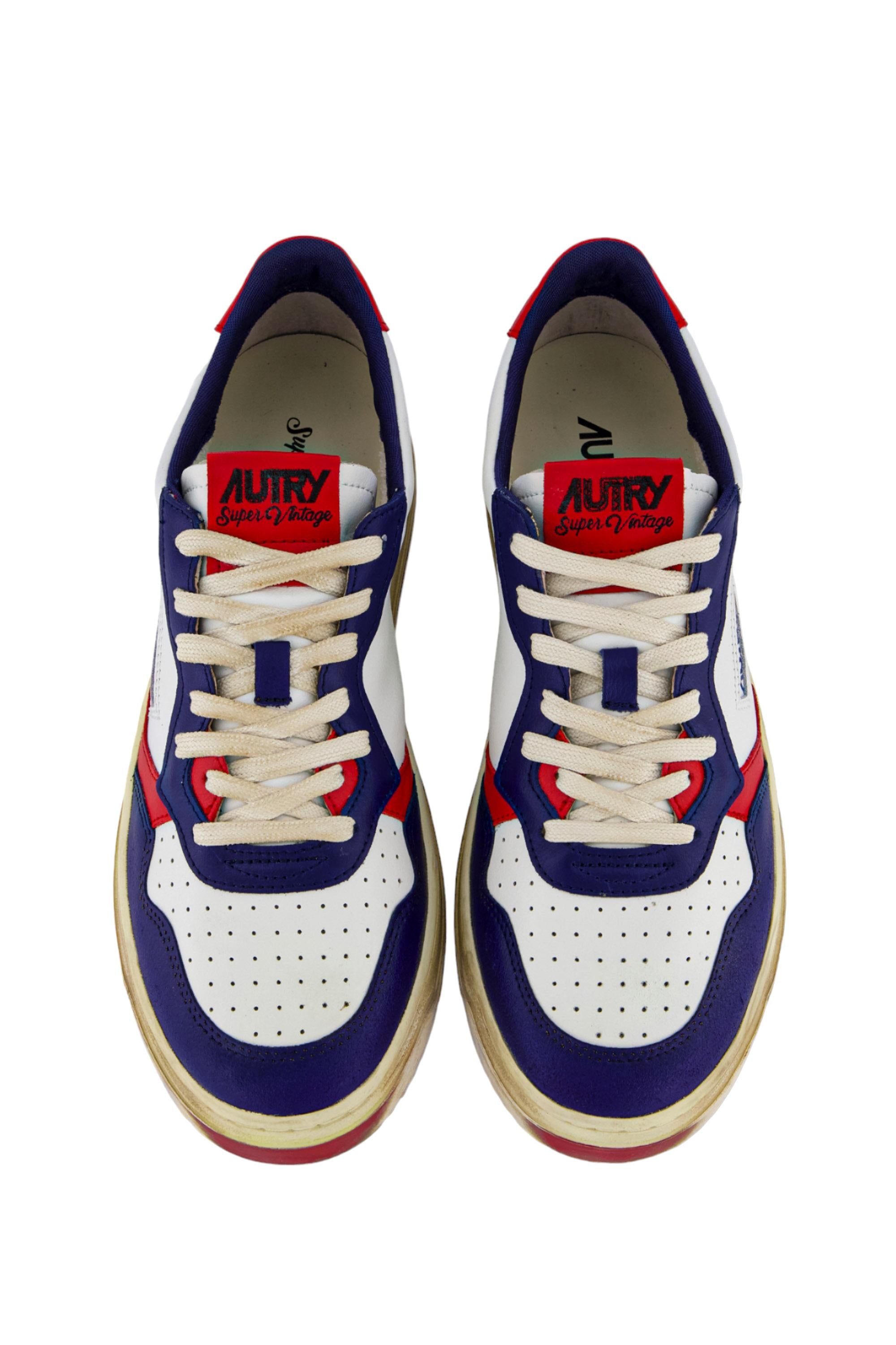 Sneaker super vintage in pelle rosso e blu AVLM NF04 TWLBL/CHNRED Autry 