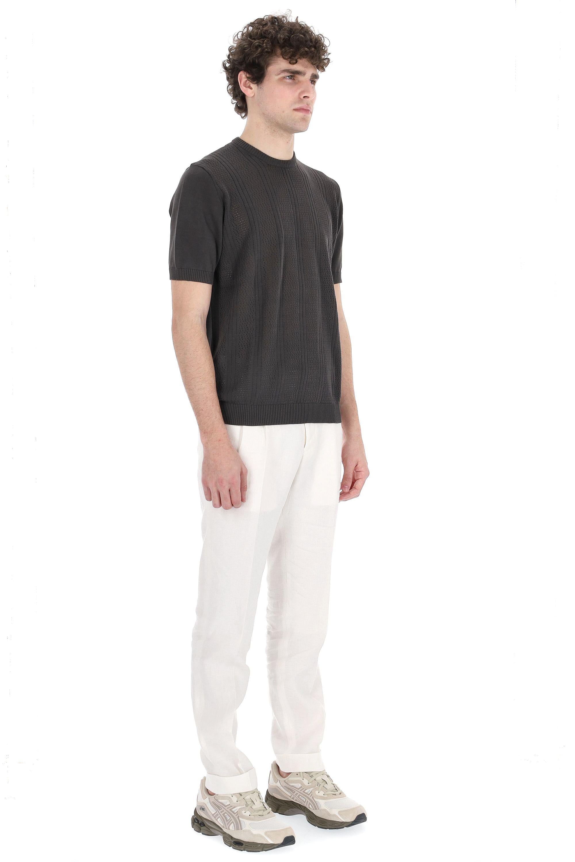 T-shirt a maglieria in cotone tramato D1Z300PT-2 470 Drumohr 