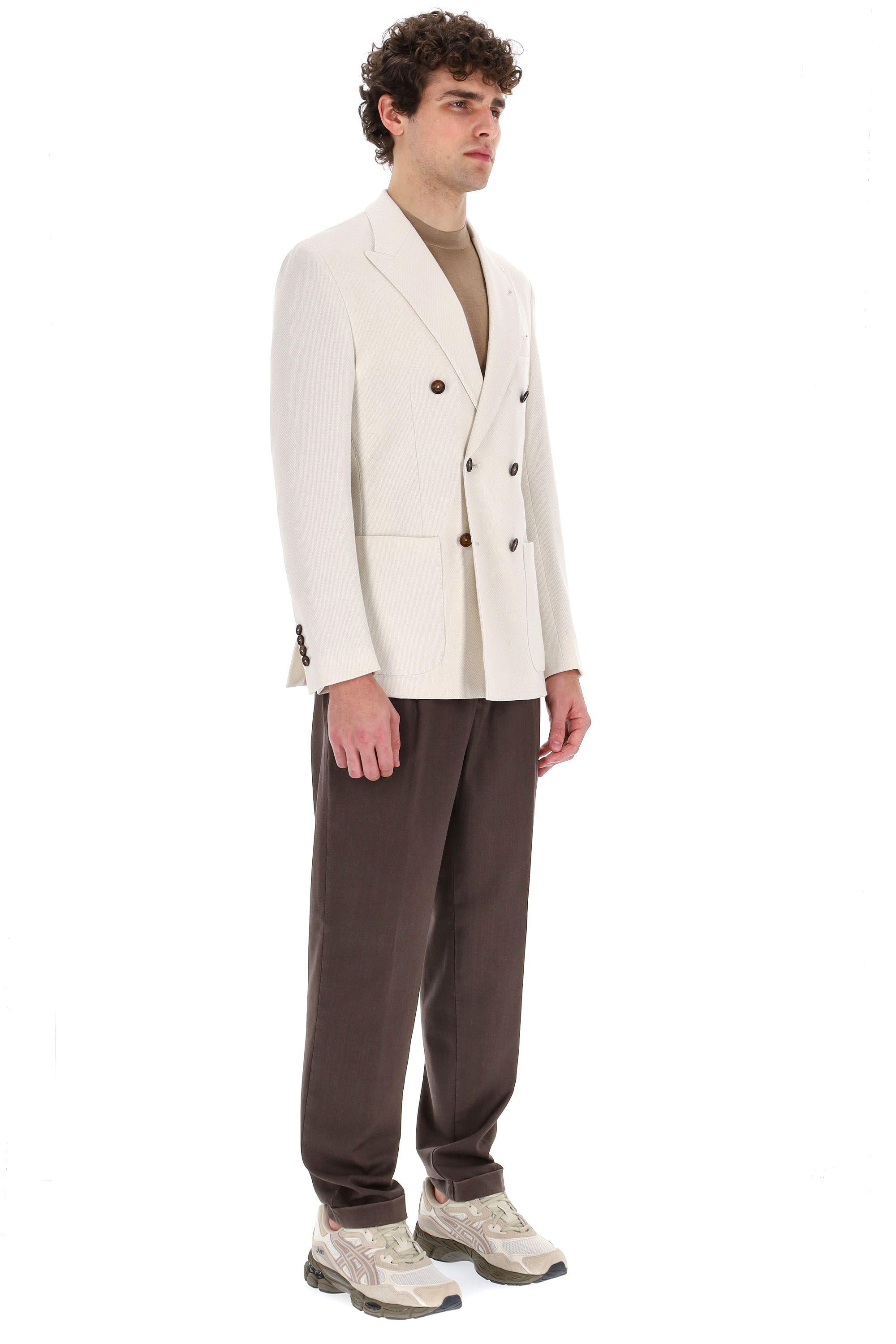 Giacca tramata doppiopetto in cotone comfort K70GIAA06 TES0K009 02 Eleventy 