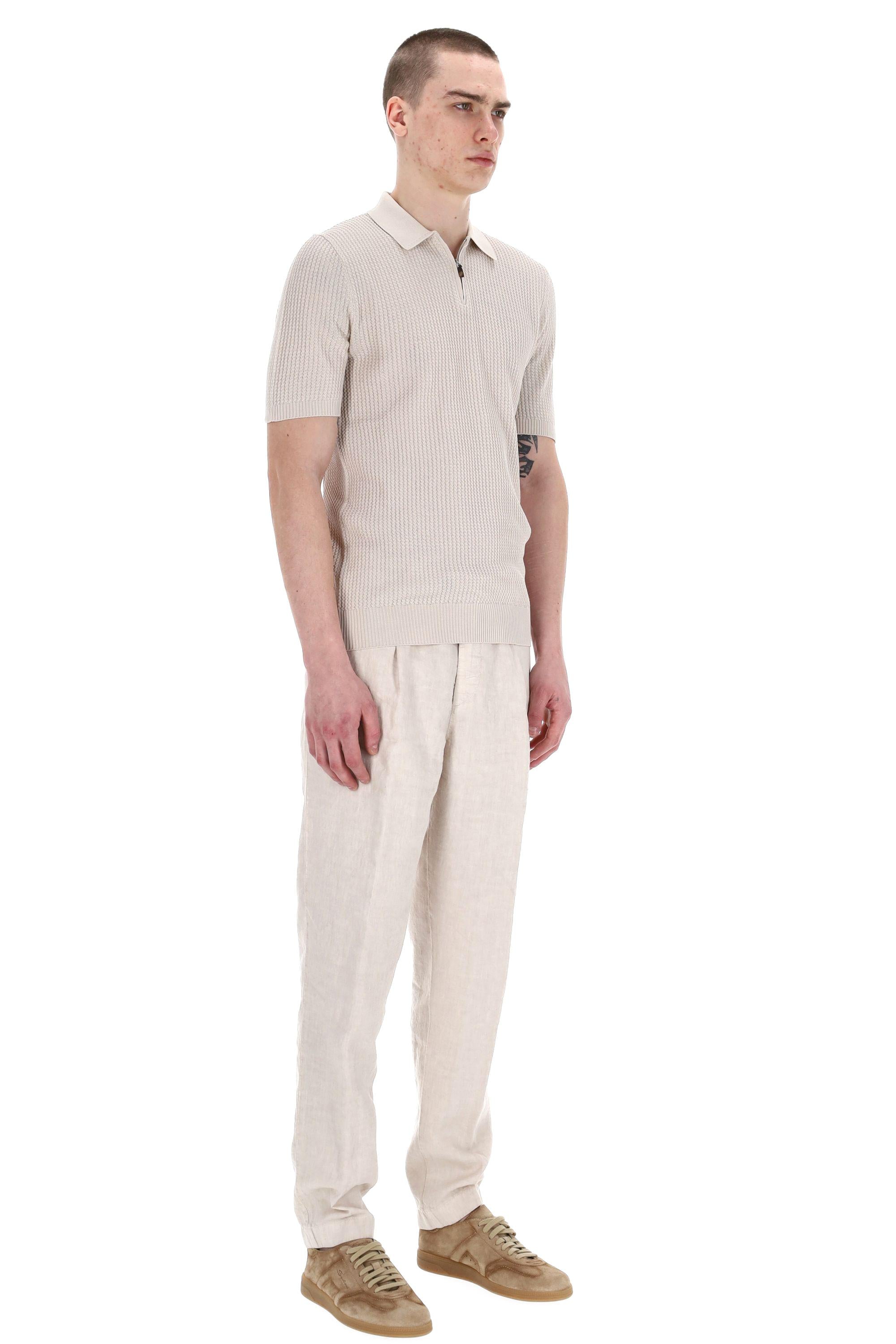 Polo a mezza zip in cotone operato K76POLK16 02NNN Eleventy 